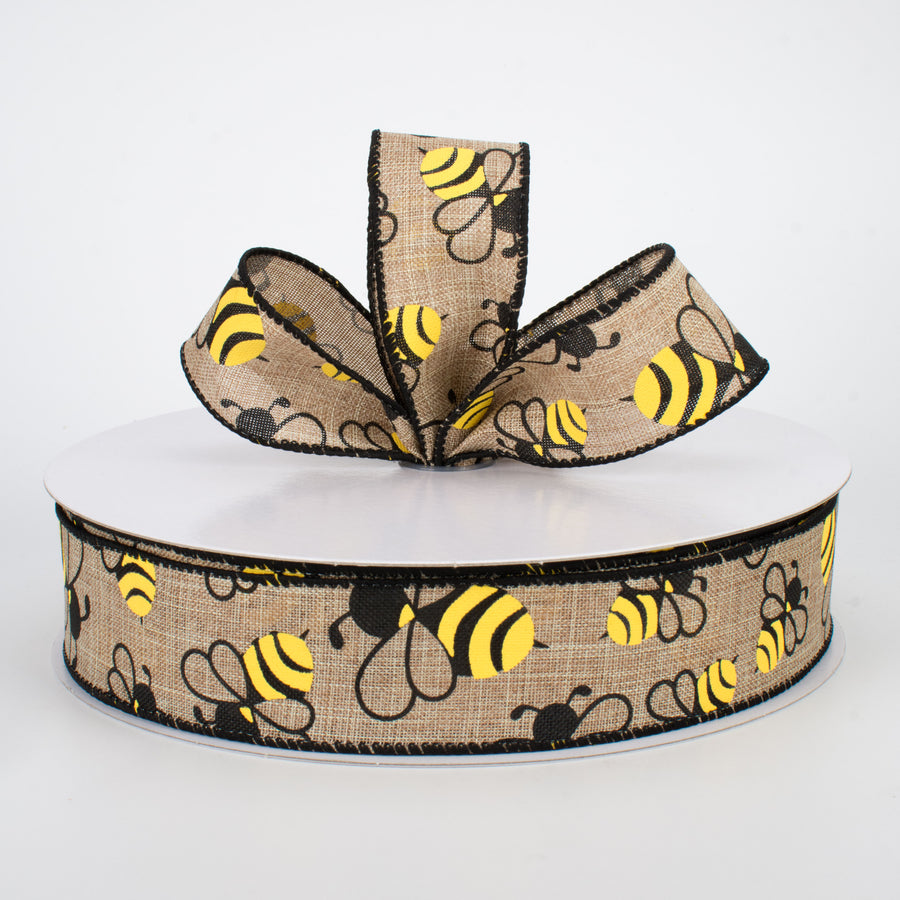 1.5" Bumble Bee Faux Canvas Ribbon (50 Yards) Lifestyle Photo