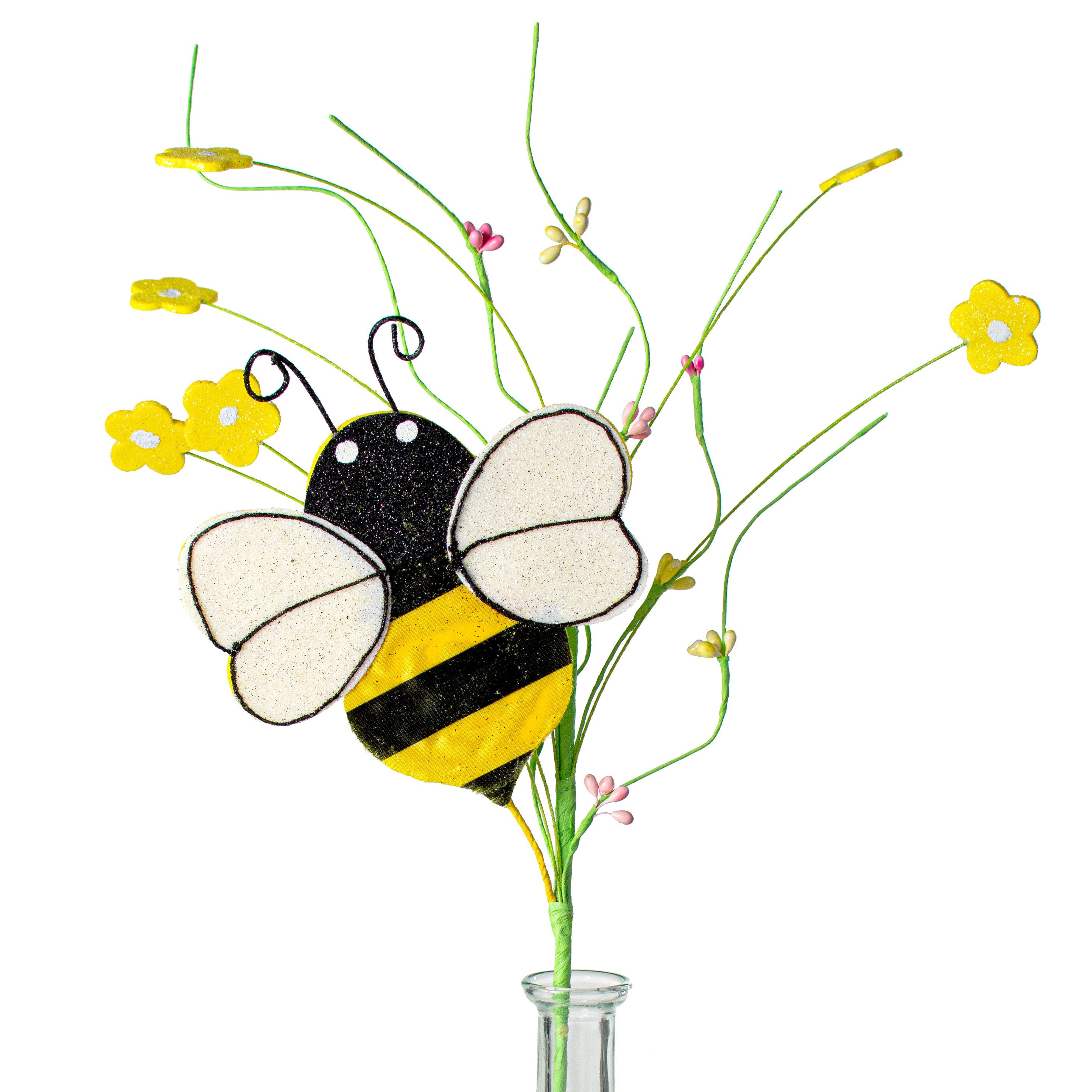 18" Bumble Bee Flower Spray: Yellow & Black Item Number: 61906YW