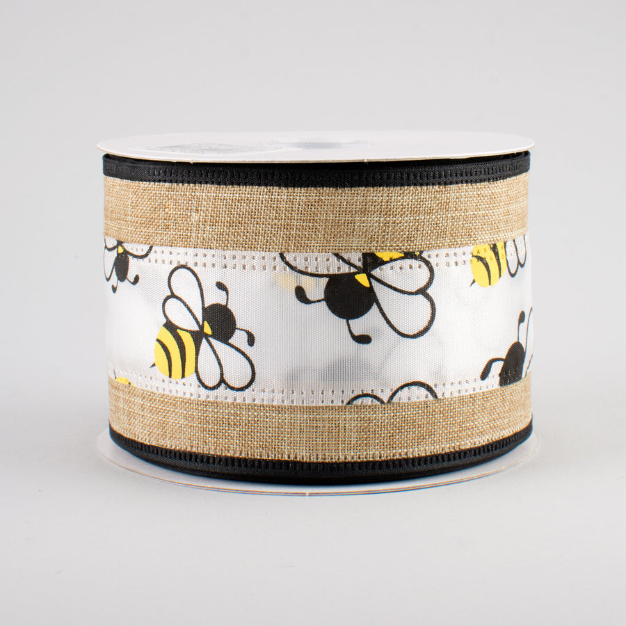 2.5" Bumble Bee Ribbon: Natural Edge (10 Yards)