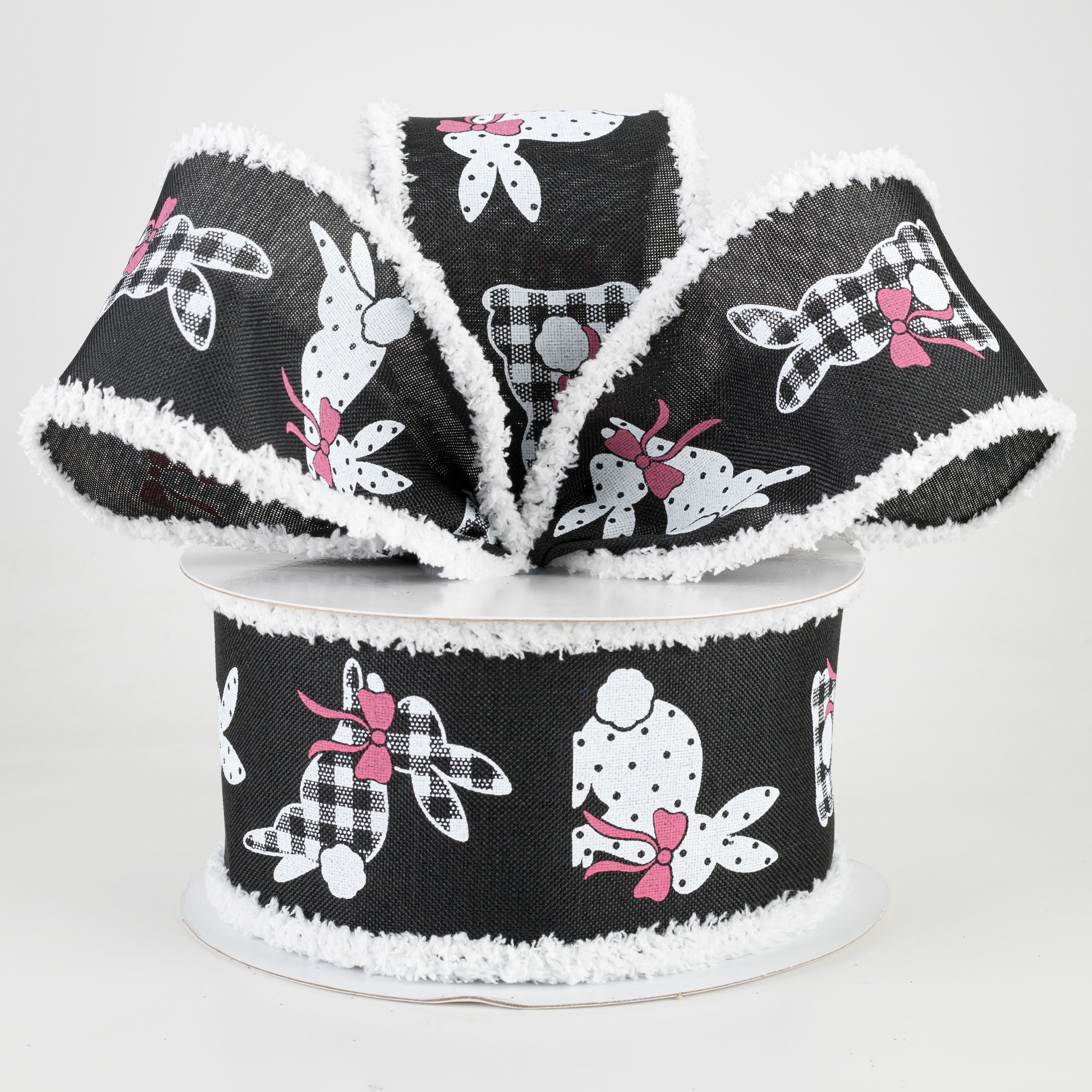 2.5" Bunnies Fuzzy Edge Ribbon: Black (10 Yards) Lifestyle Photo