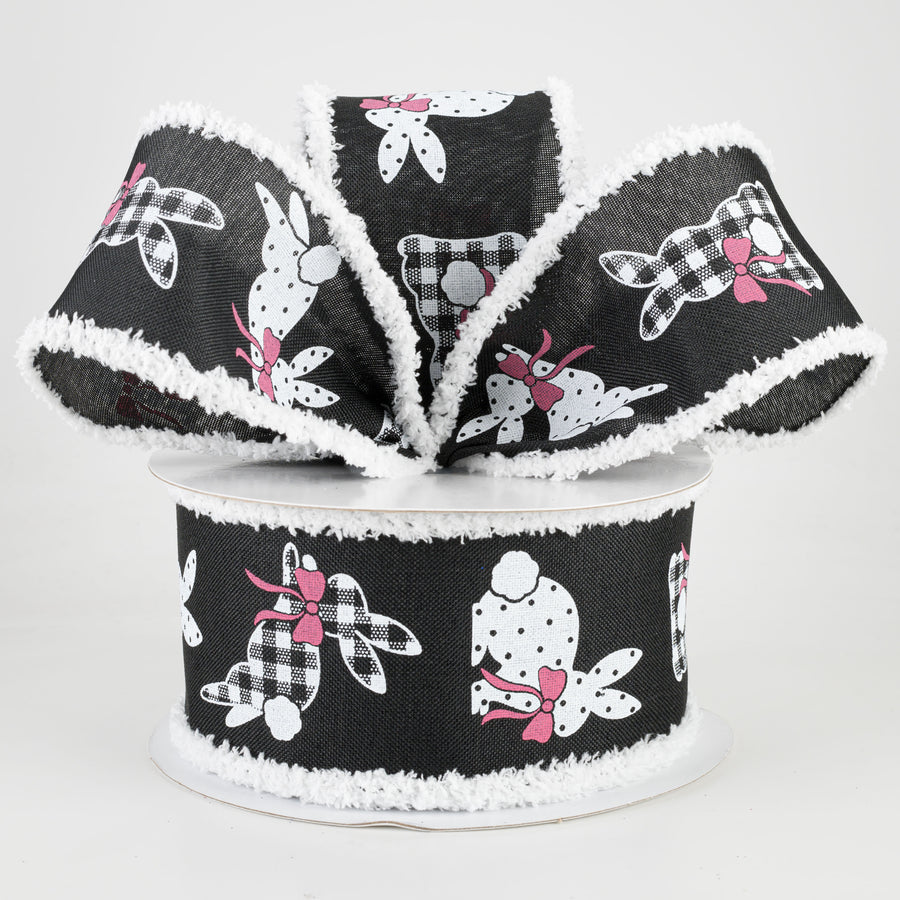 2.5" Bunnies Fuzzy Edge Ribbon: Black (10 Yards) Lifestyle Photo