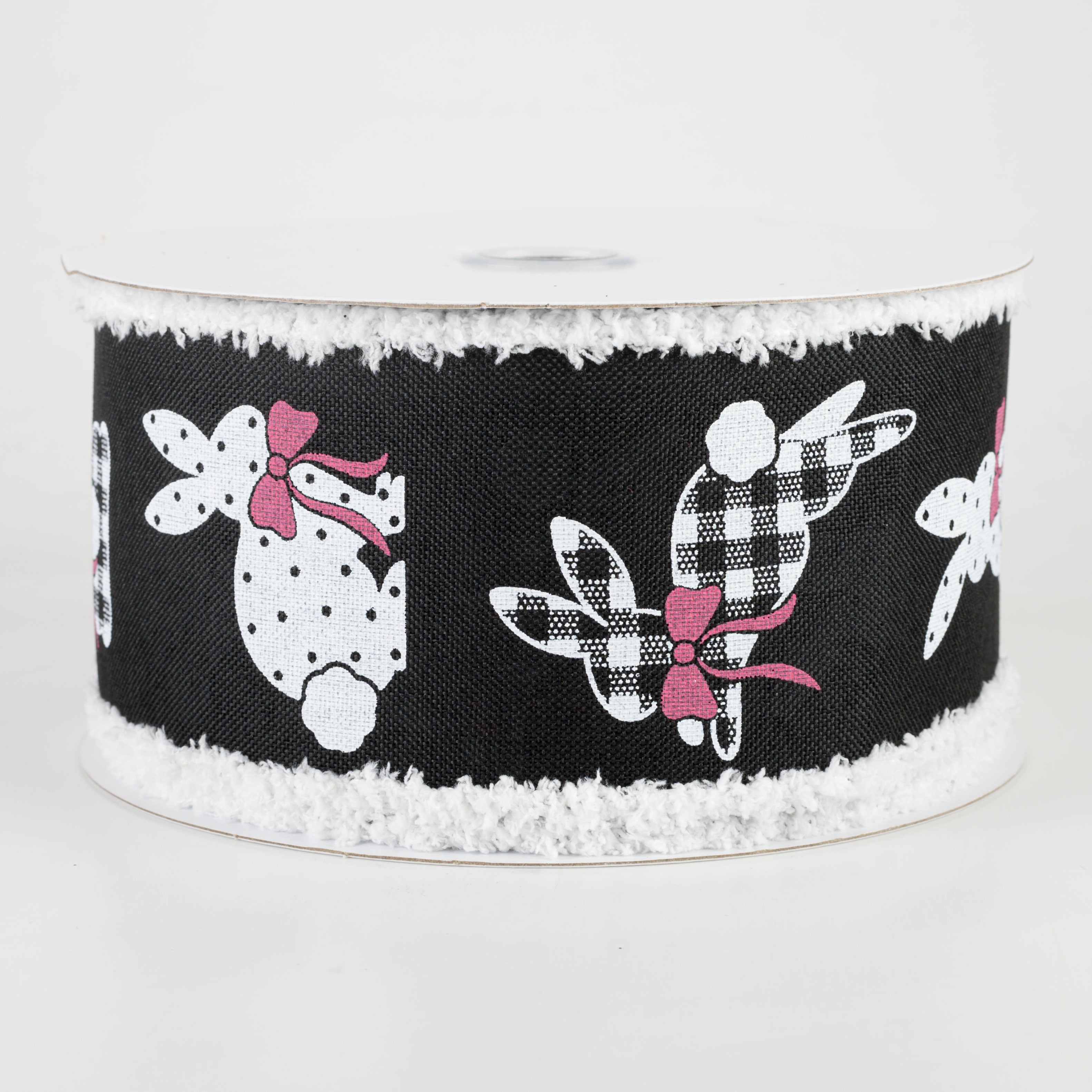 2.5" Bunnies Fuzzy Edge Ribbon: Black (10 Yards)