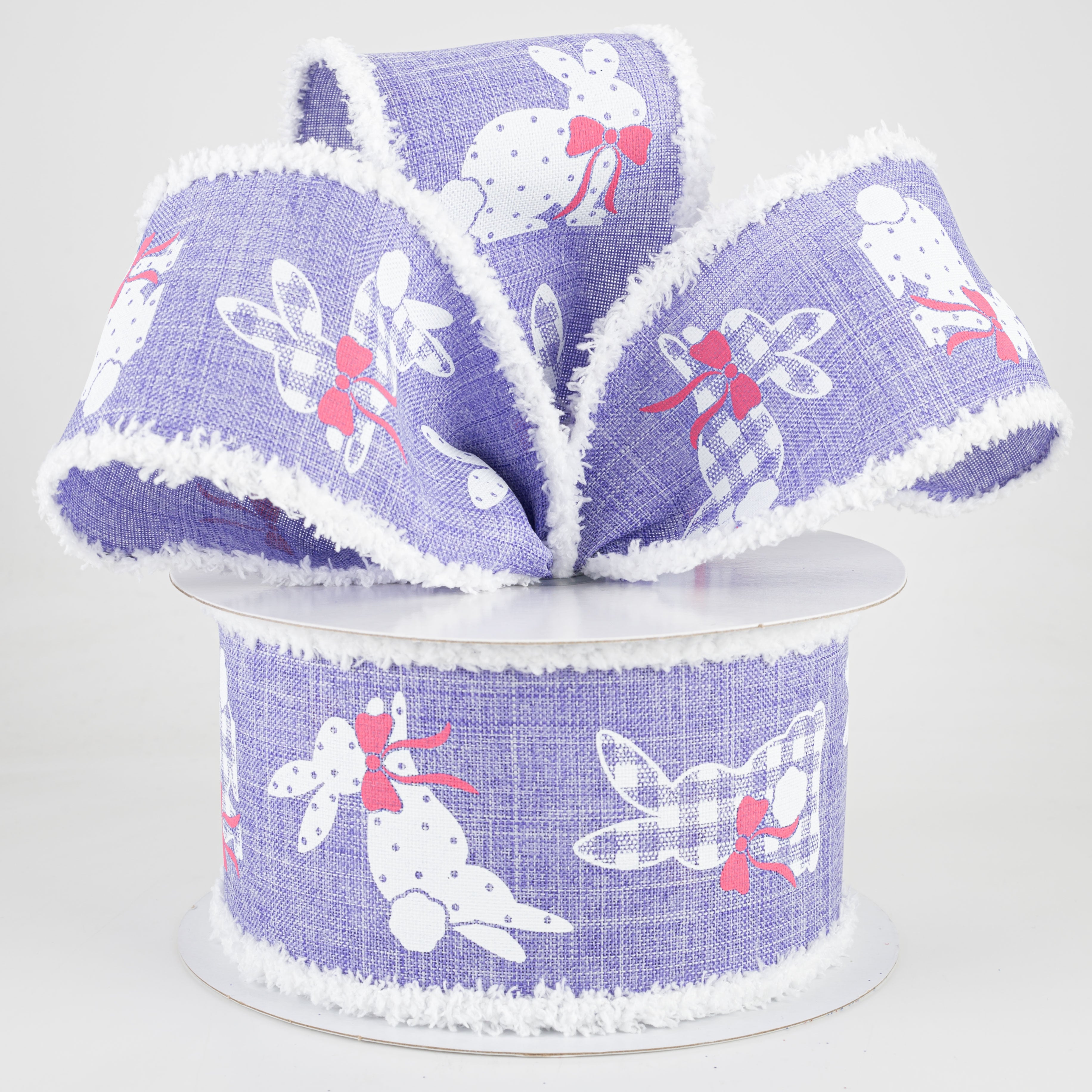 2.5" Bunnies Fuzzy Edge Ribbon: Lavender (10 Yards) Lifestyle Photo