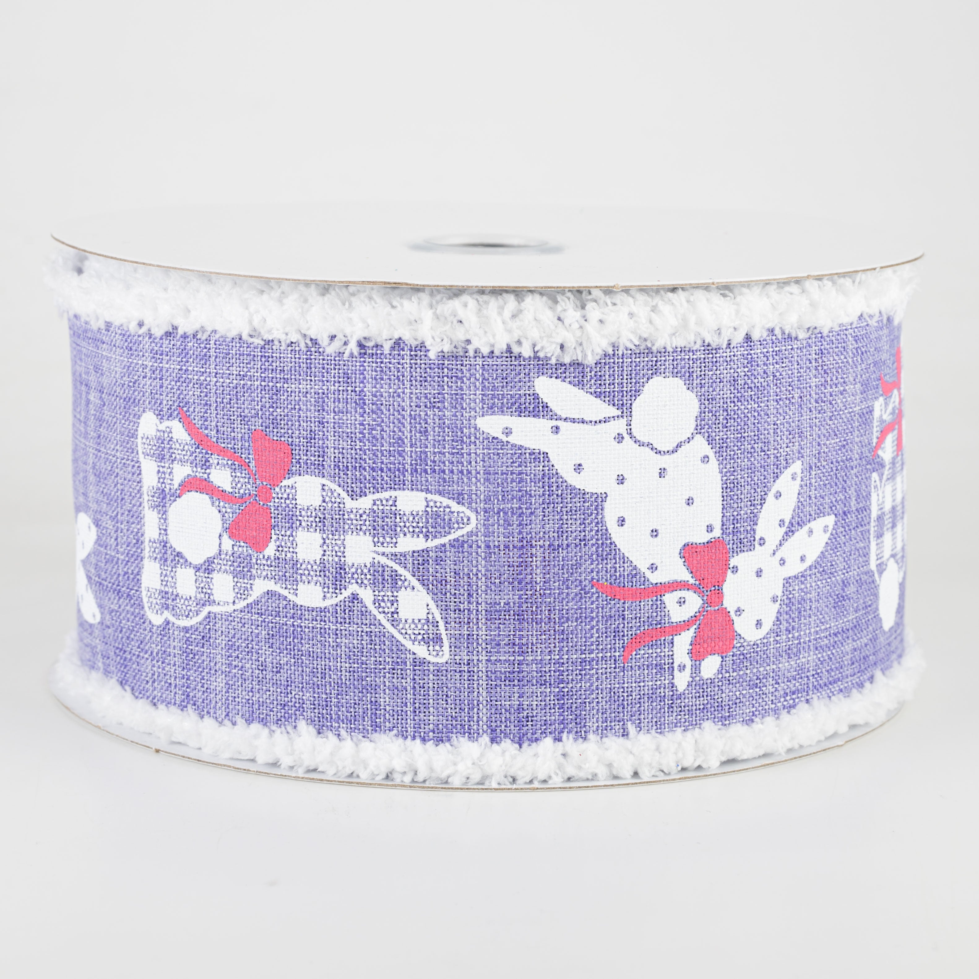 2.5" Bunnies Fuzzy Edge Ribbon: Lavender (10 Yards)