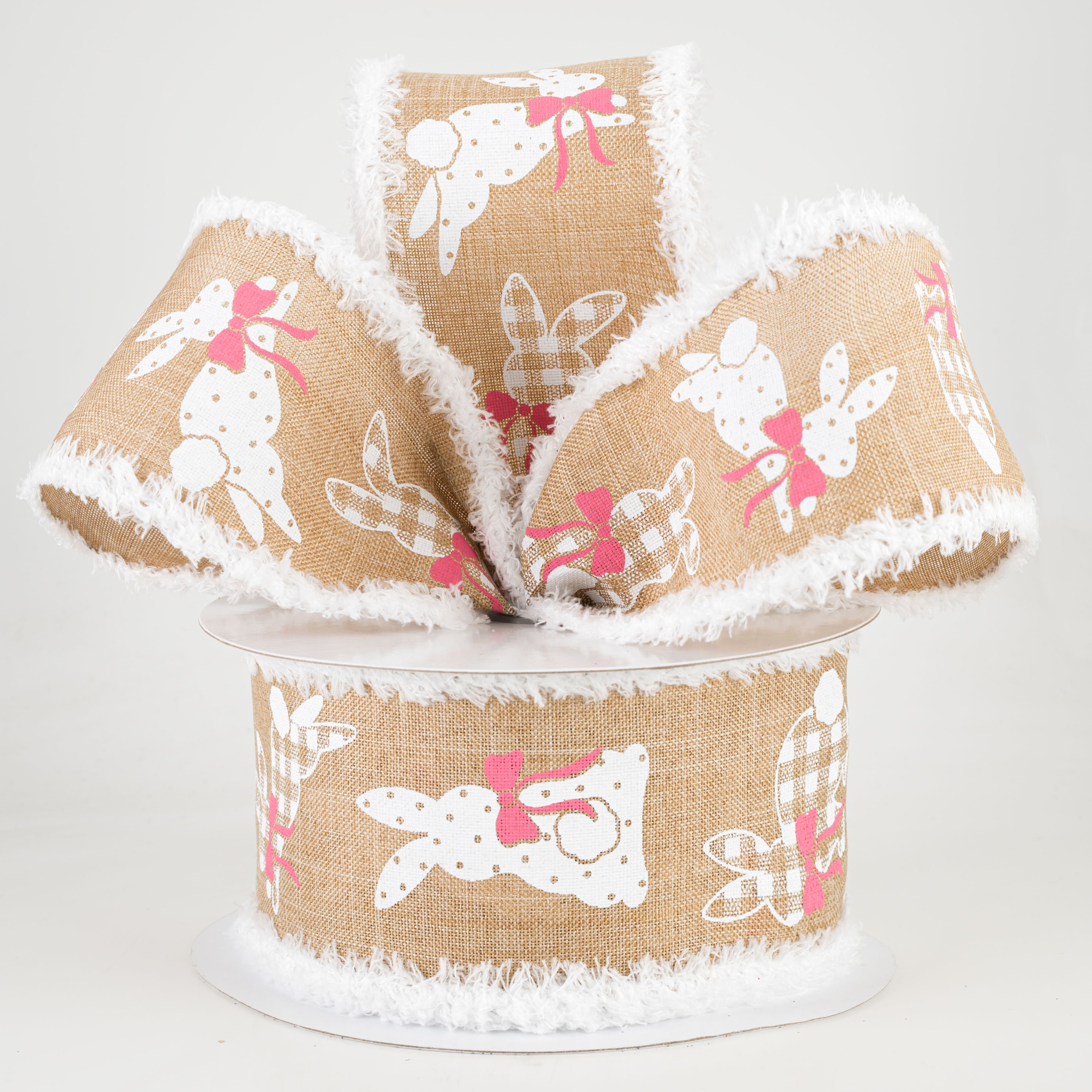 2.5" Bunnies Fuzzy Edge Ribbon: Light Beige (10 Yards) Lifestyle Photo