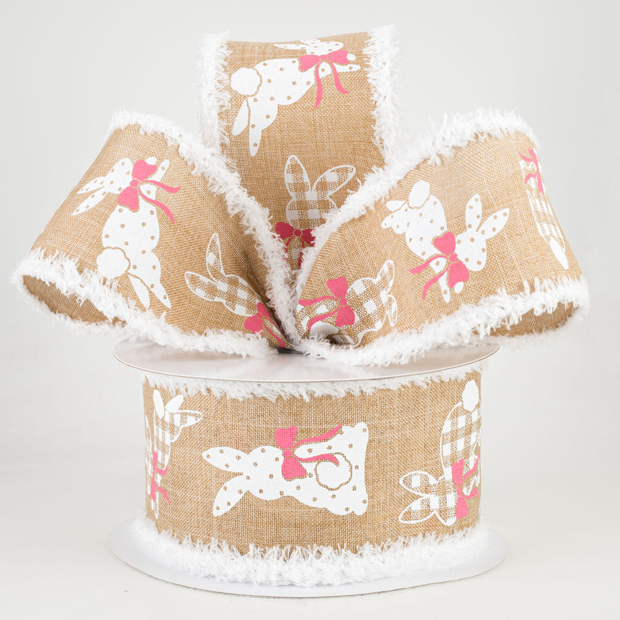 2.5" Bunnies Fuzzy Edge Ribbon: Light Beige (10 Yards) Lifestyle Photo