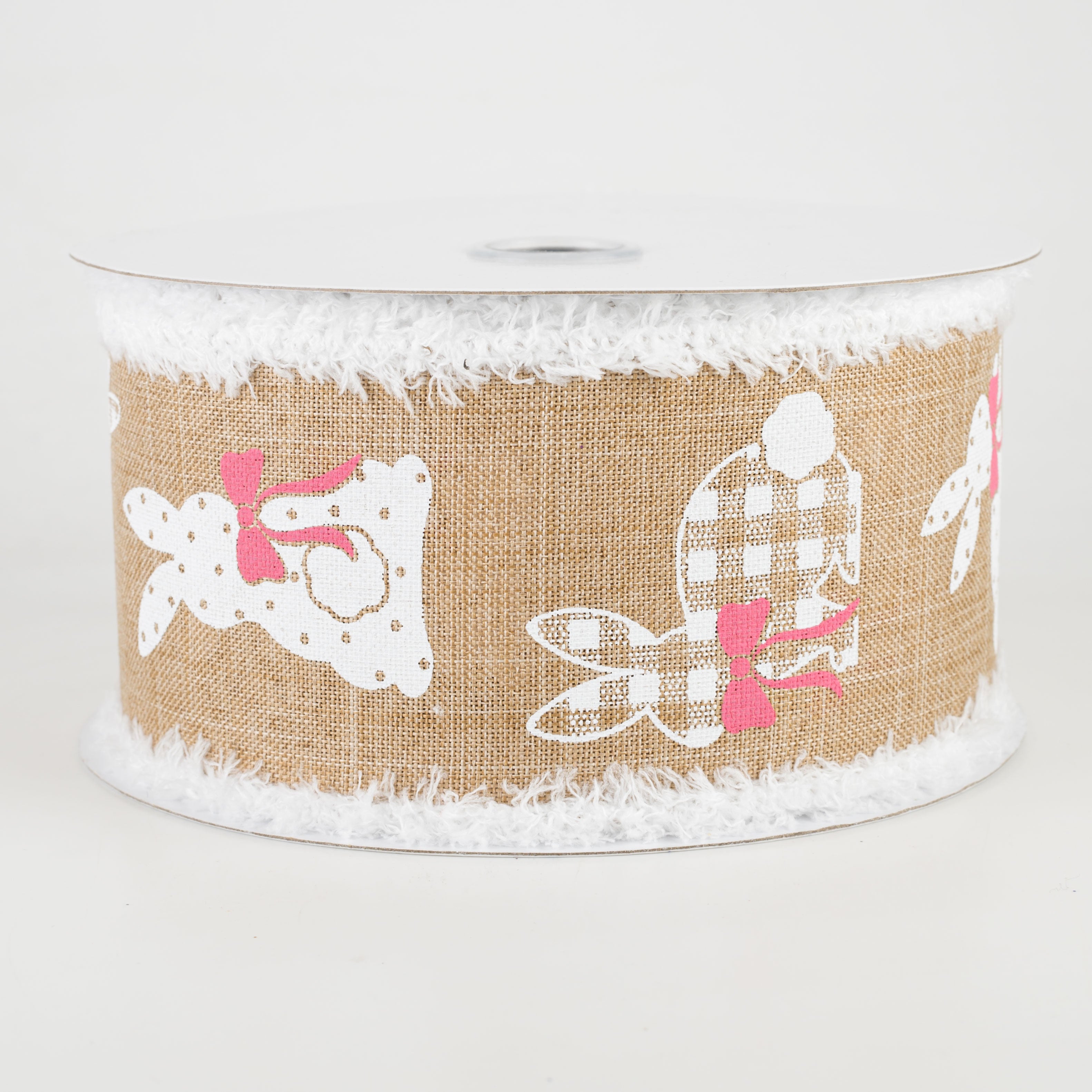 2.5" Bunnies Fuzzy Edge Ribbon: Light Beige (10 Yards)