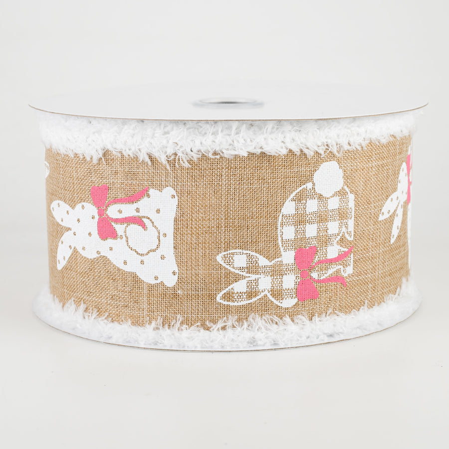 2.5" Bunnies Fuzzy Edge Ribbon: Light Beige (10 Yards)