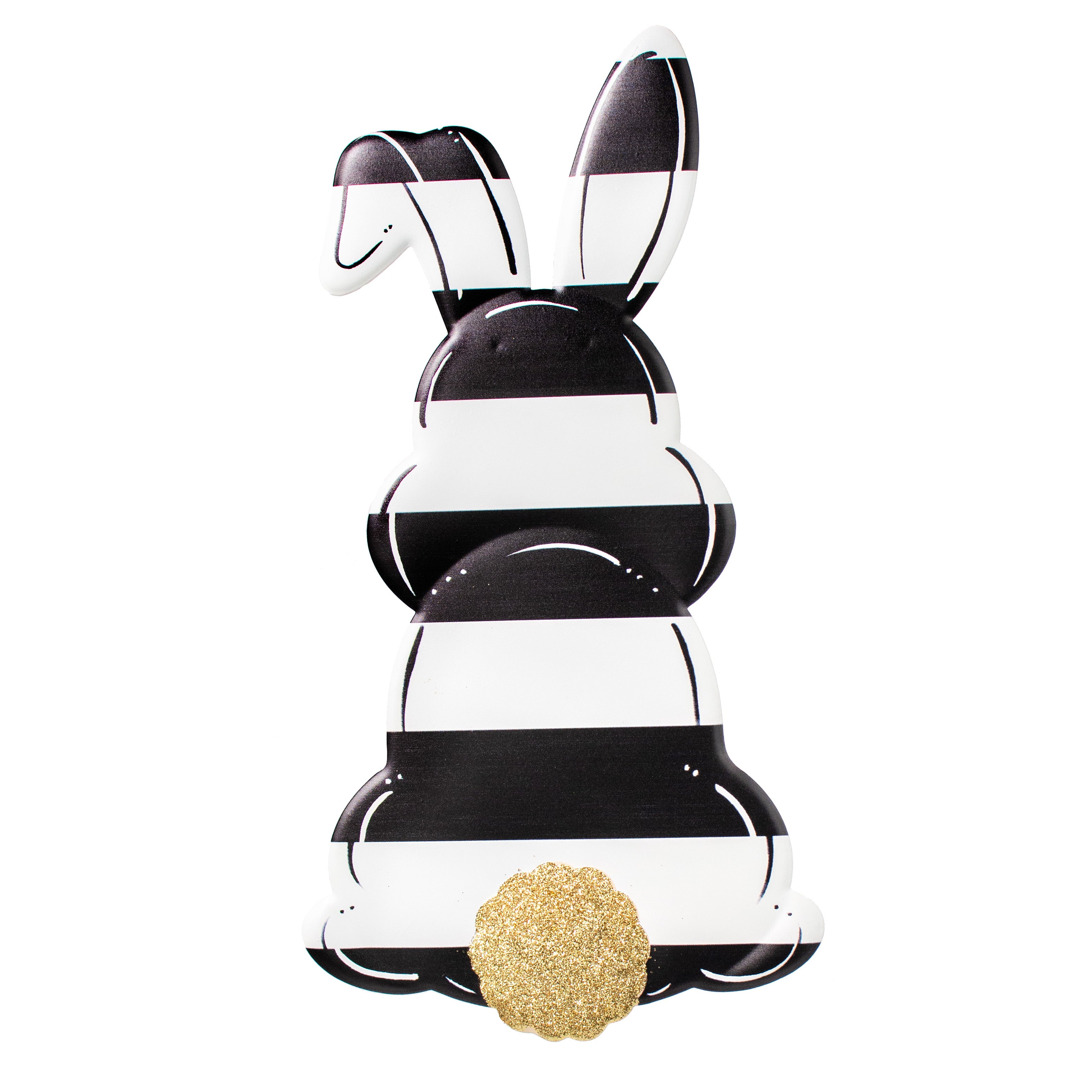 15" Bunny Bottom Embossed Metal Hanger: Black, White, Gold Item Number: MD1125