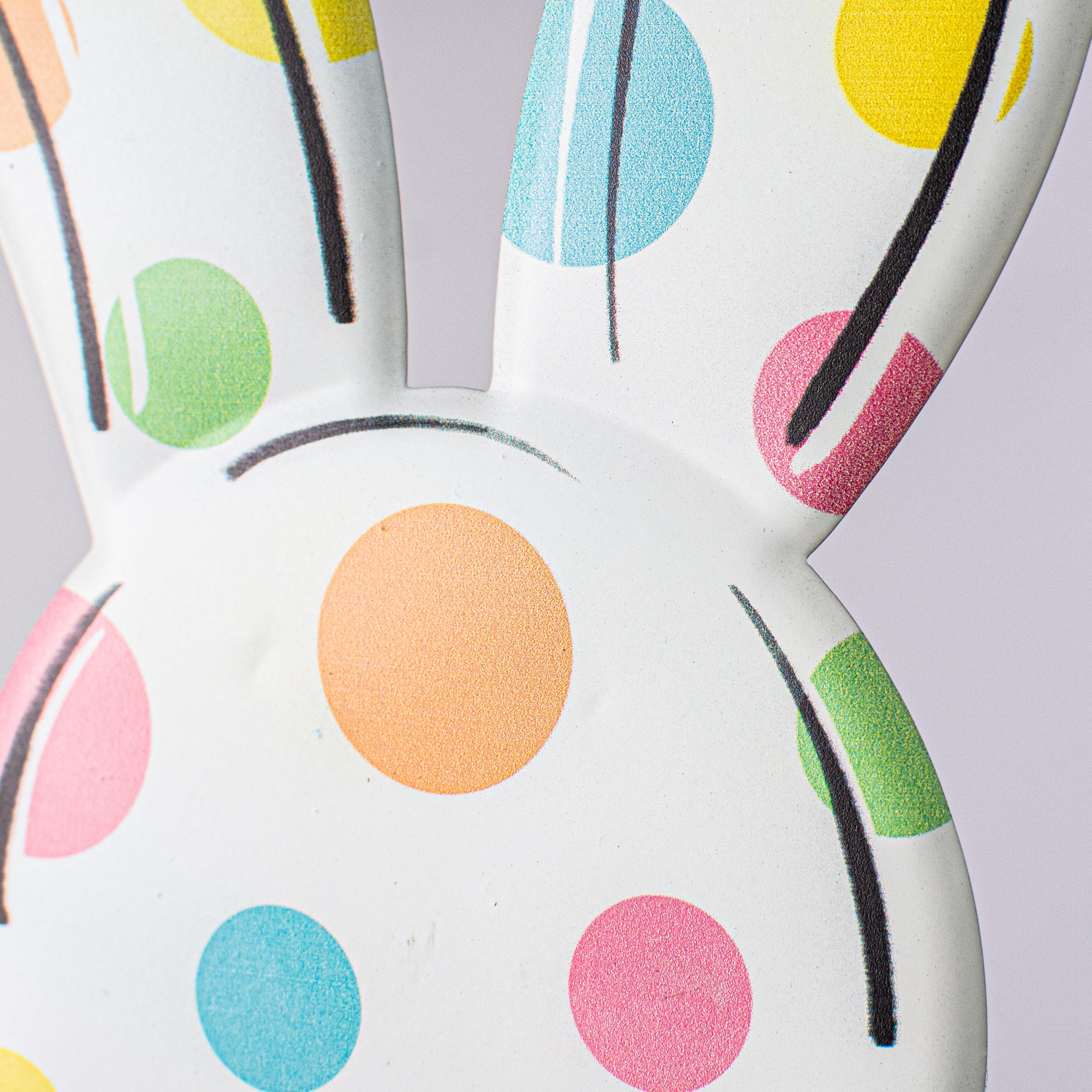 15" Bunny Bottom Embossed Metal Hanger: White & Pastel detail photo 3