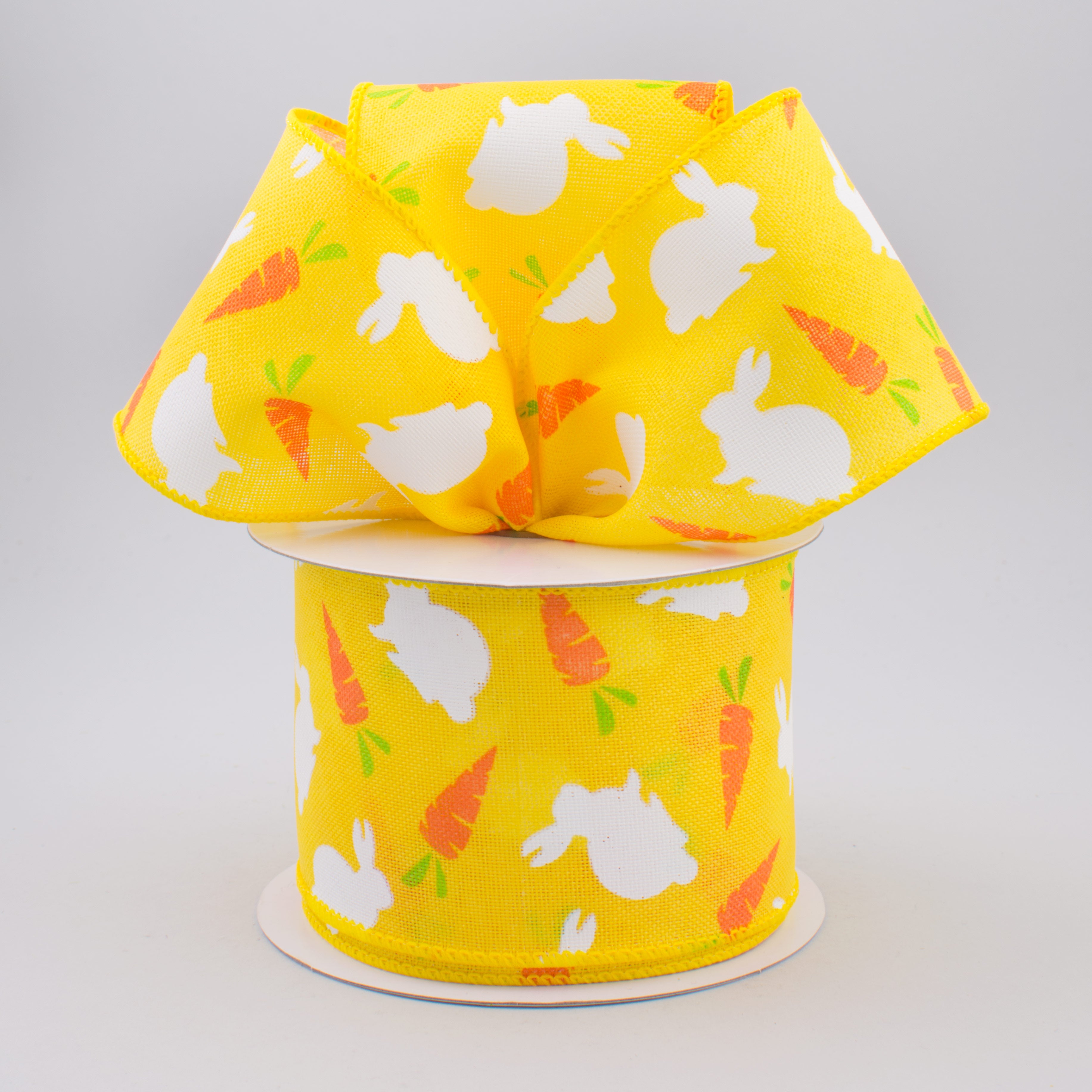 2.5" Bunny & Carrots Woven Ribbon: Yellow (10 Yards) Lifestyle Photo
