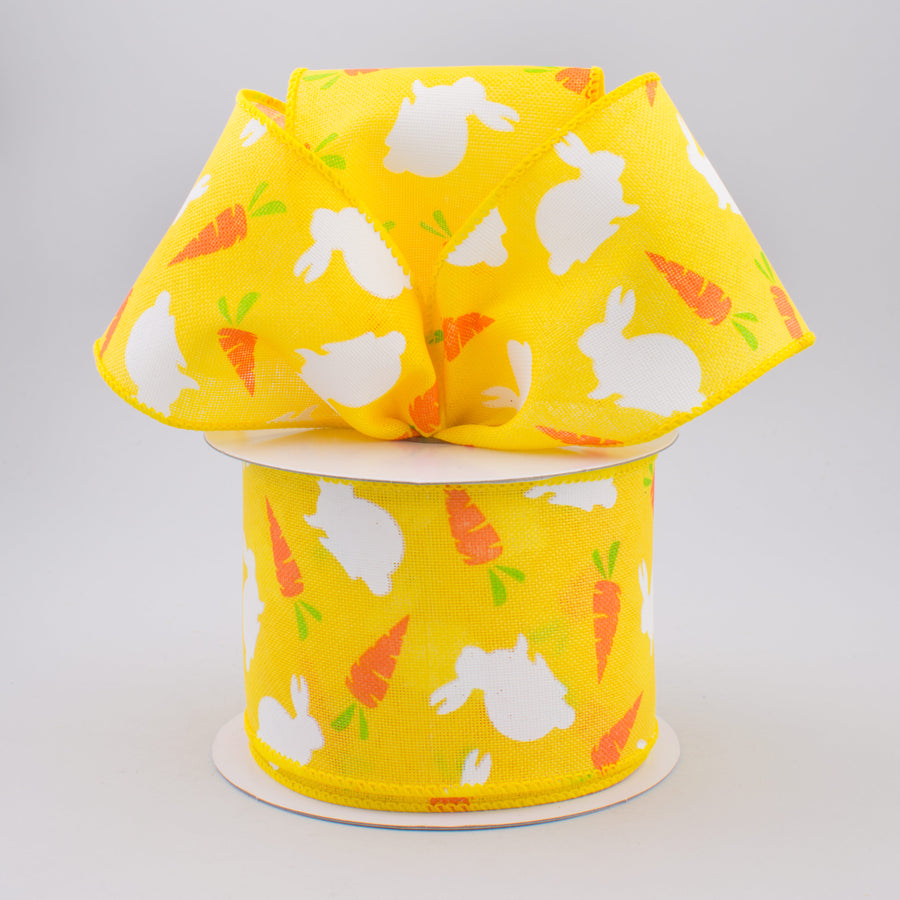 2.5" Bunny & Carrots Woven Ribbon: Yellow (10 Yards) Lifestyle Photo