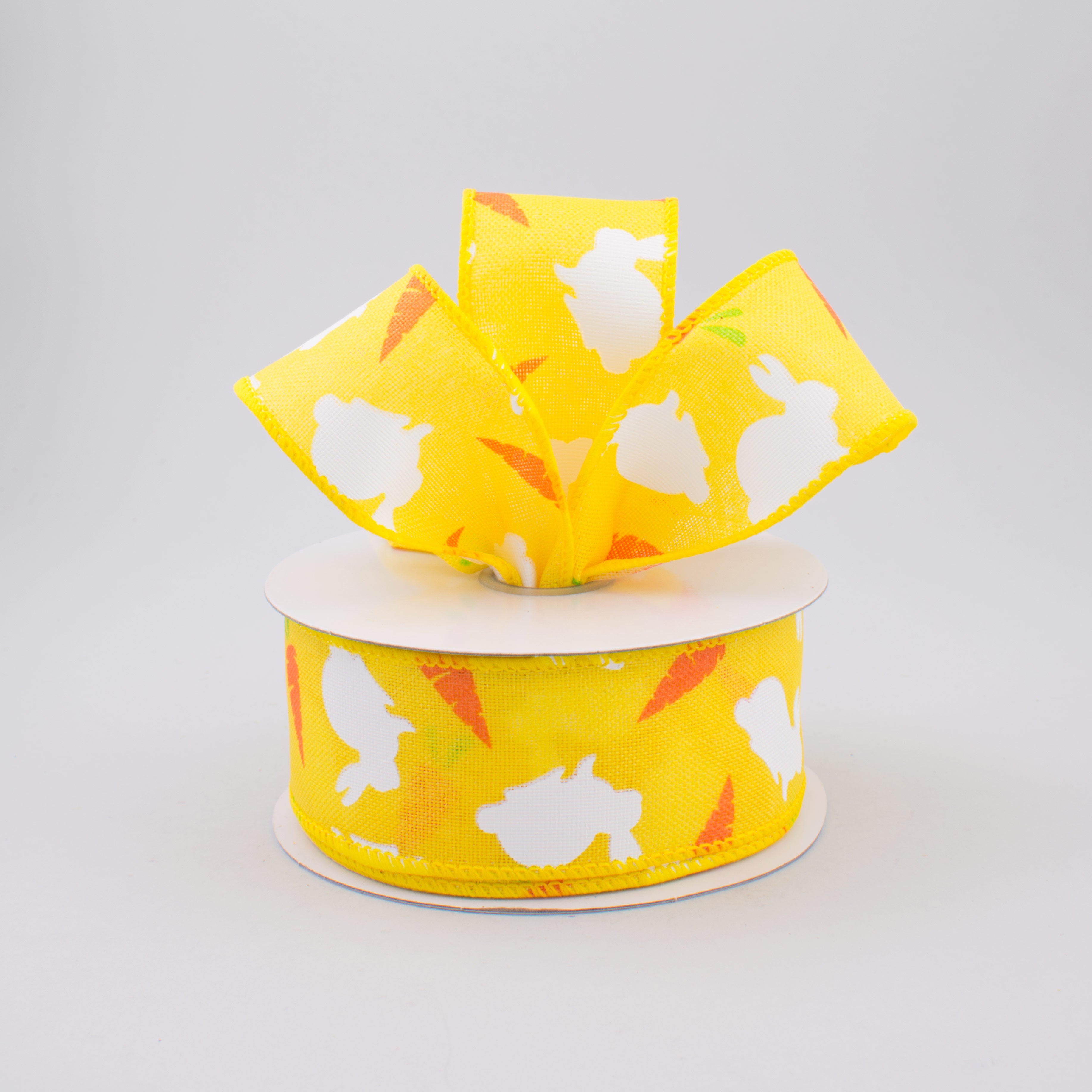 1.5" Bunny & Carrots Woven Ribbon: Yellow (10 Yards) Lifestyle Photo