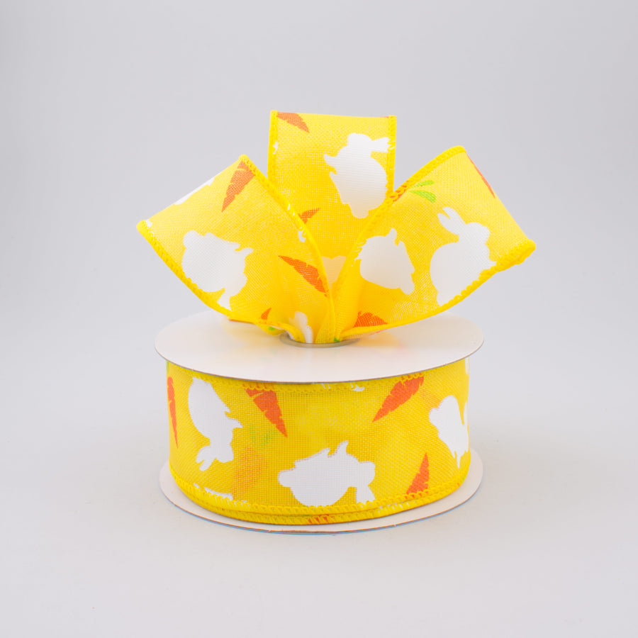 1.5" Bunny & Carrots Woven Ribbon: Yellow (10 Yards) Lifestyle Photo