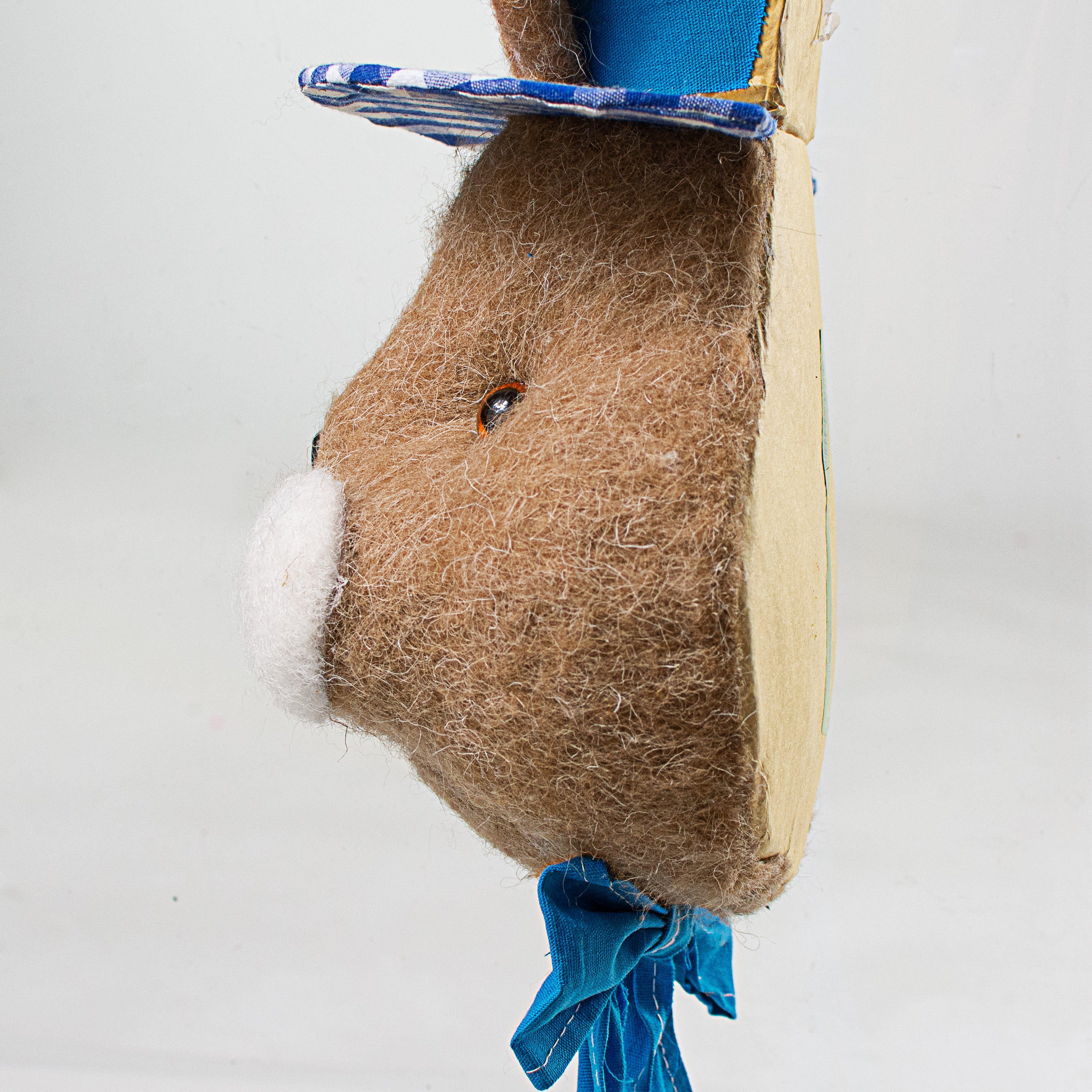 22" Bunny With Check Top Hat Ornament: Blue detail photo 3
