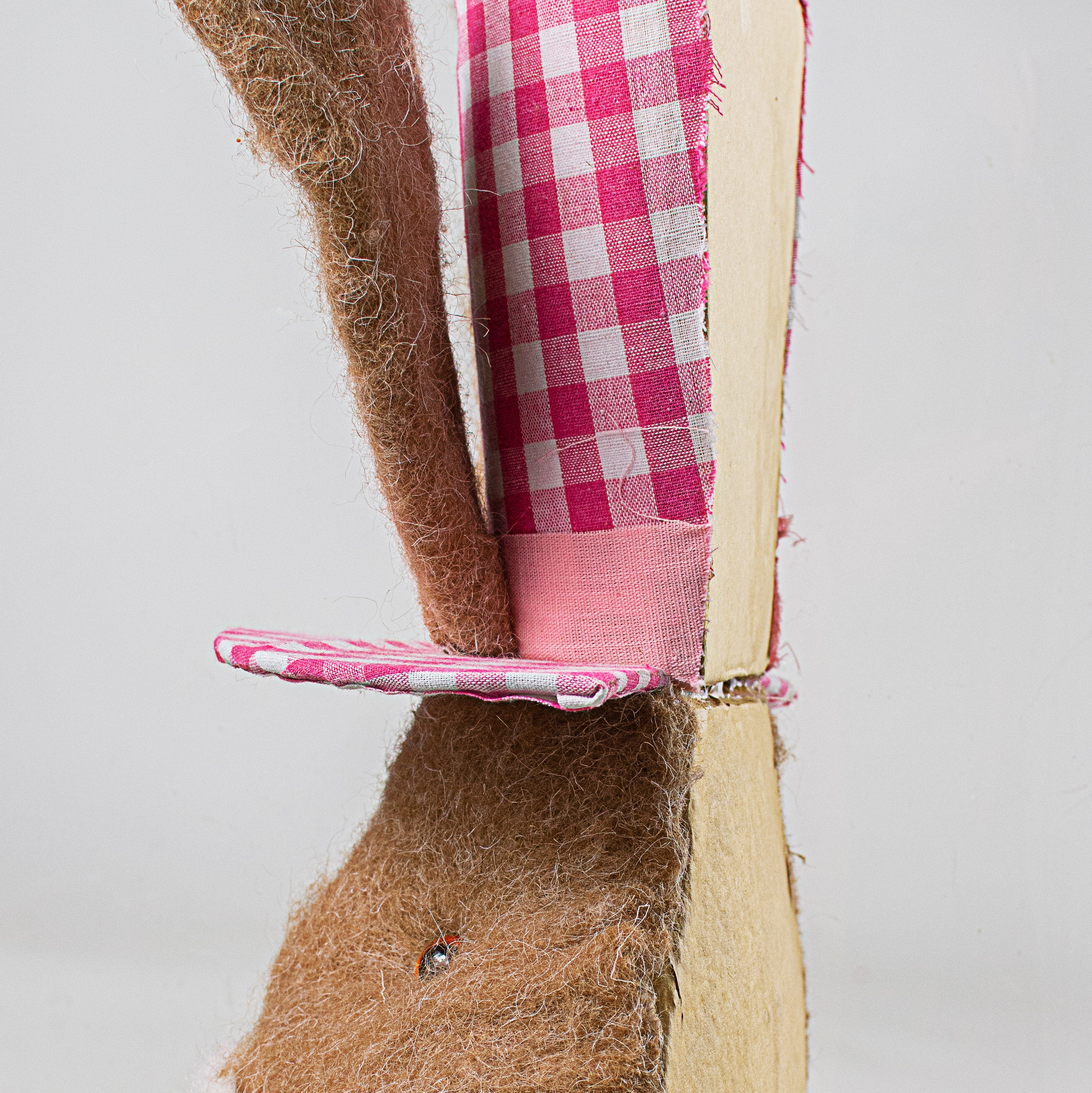 22" Bunny With Check Top Hat Ornament: Pink detail photo 3