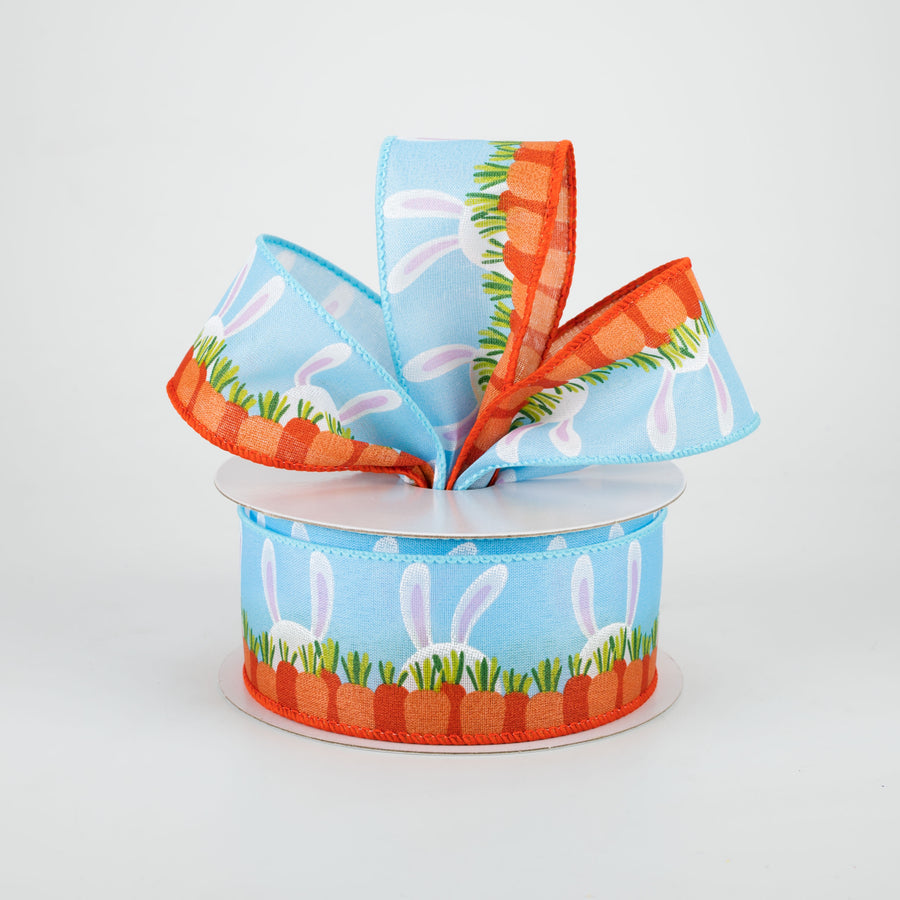 1.5" Bunny Ears & Carrots Ribbon: Blue (10 Yards) Lifestyle Photo