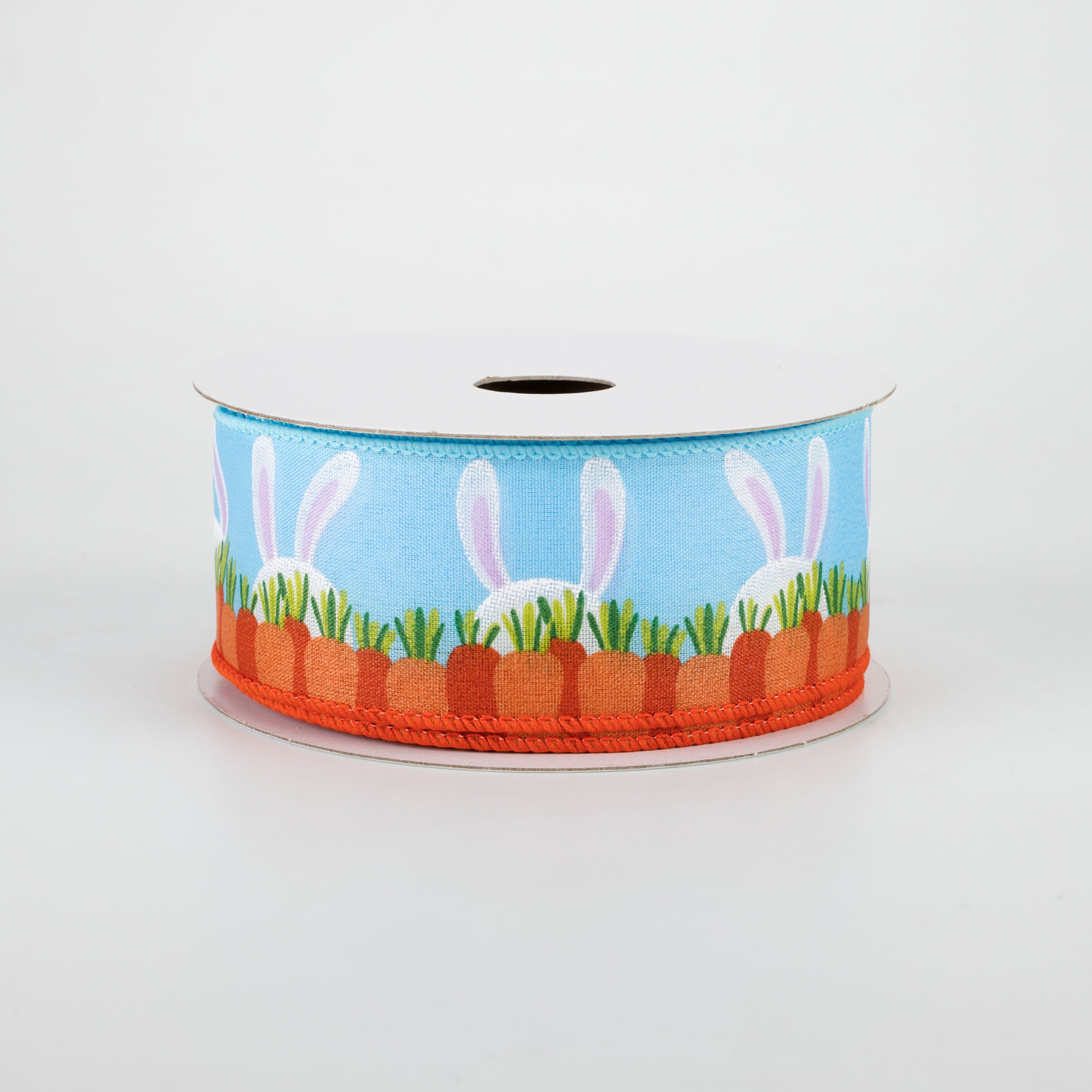 1.5" Bunny Ears & Carrots Ribbon: Blue (10 Yards)