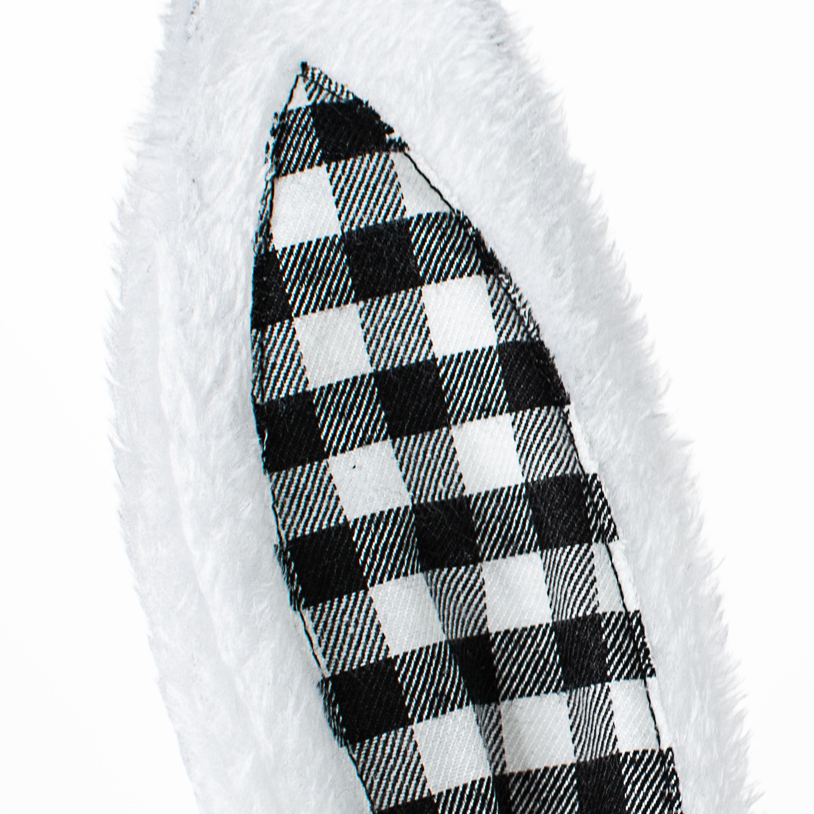 10" Bunny Ears: White & Black Check detail photo 3