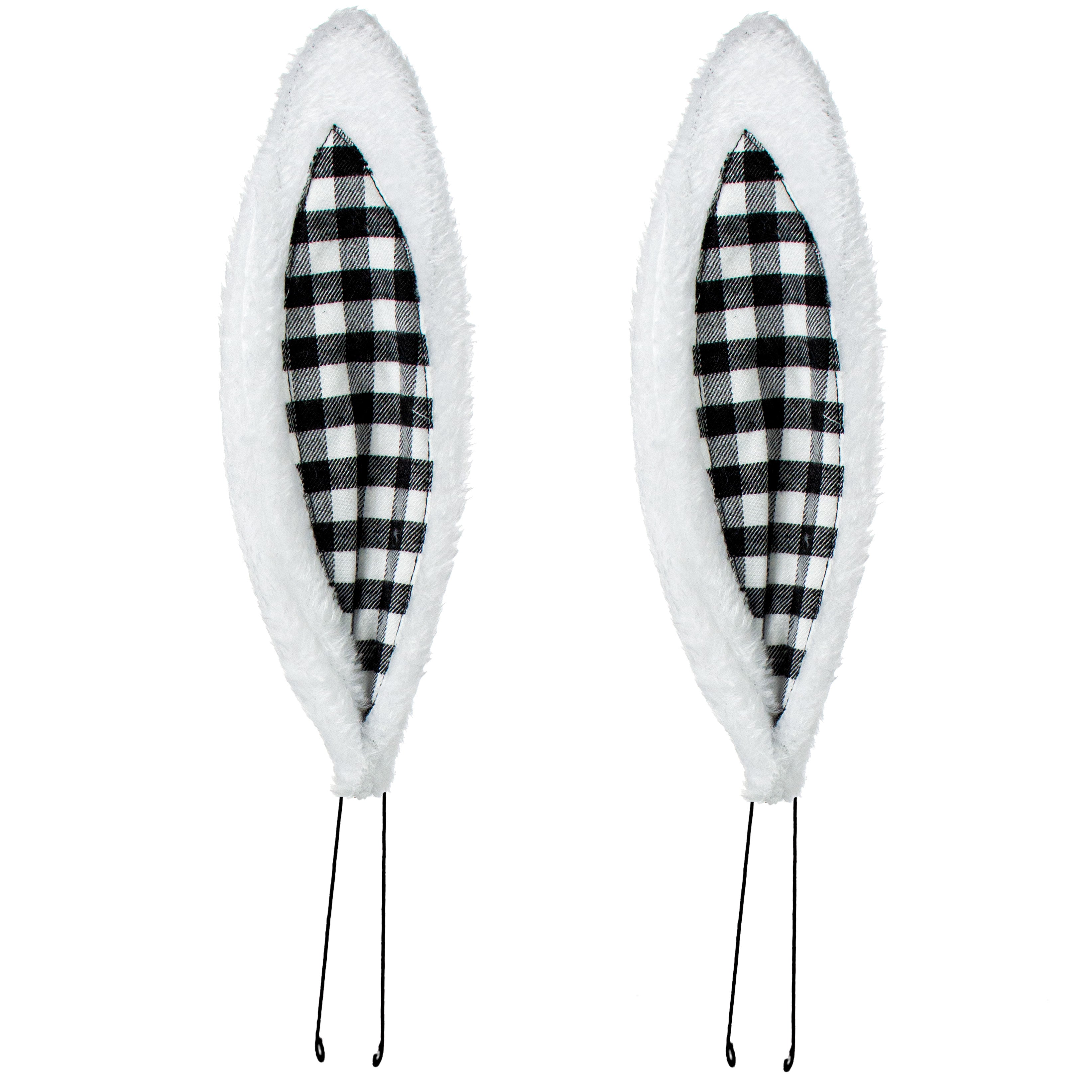 10" Bunny Ears: White & Black Check Item Number: HE719402