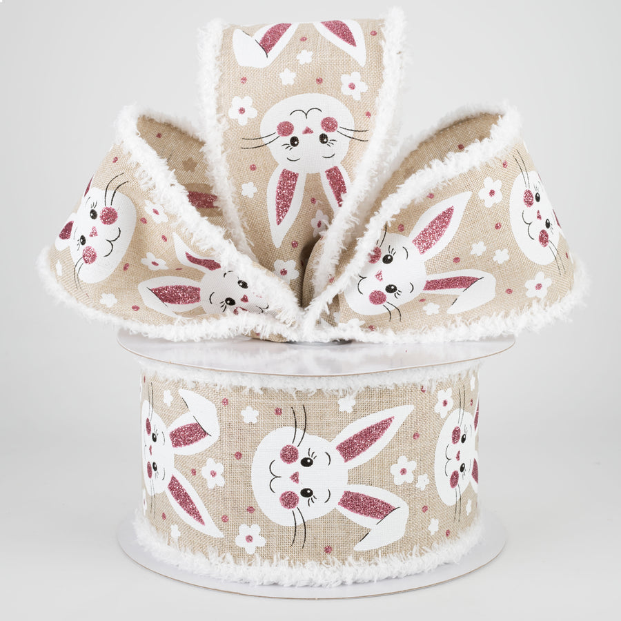 2.5" Bunny Faces Chenille Edge Ribbon: Light Natural (10 Yards) Lifestyle Photo