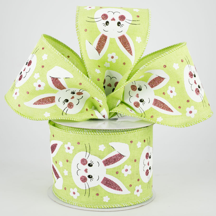 2.5" Bunny Faces Ribbon: Bright Green (10 Yards) Lifestyle Photo