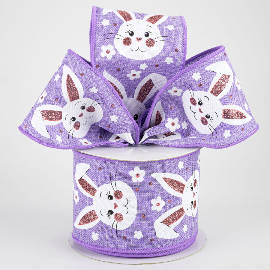 2.5" Bunny Faces Ribbon: Lavender (10 Yards) Lifestyle Photo