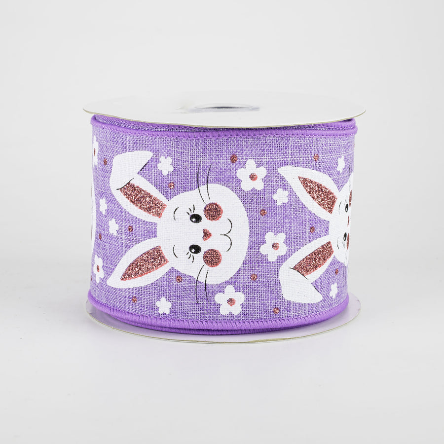 2.5" Bunny Faces Ribbon: Lavender (10 Yards)