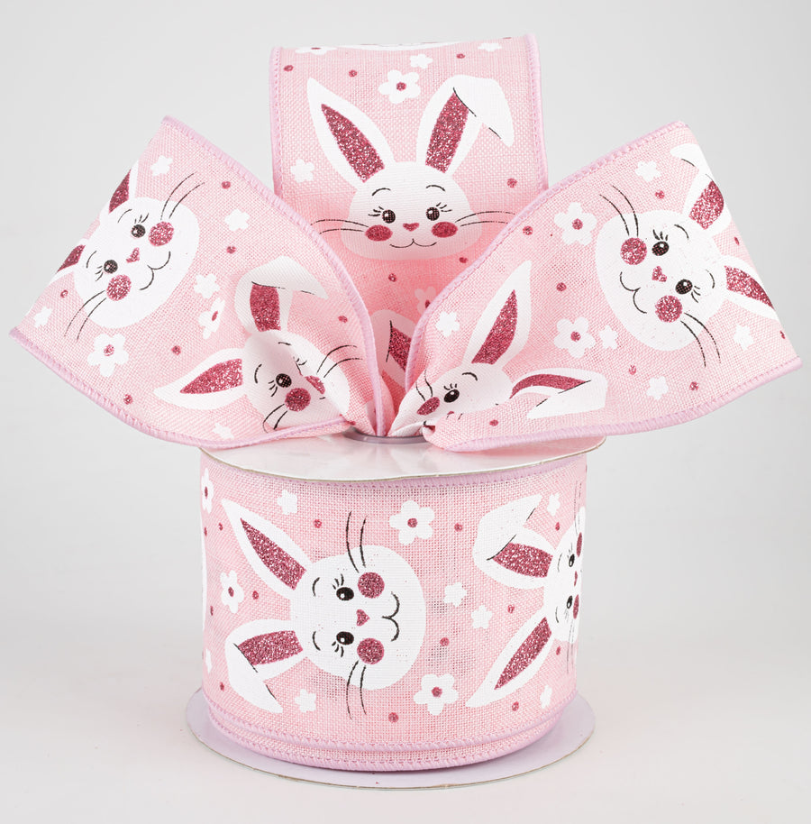 2.5" Bunny Faces Ribbon: Pale Pink (10 Yards) Lifestyle Photo