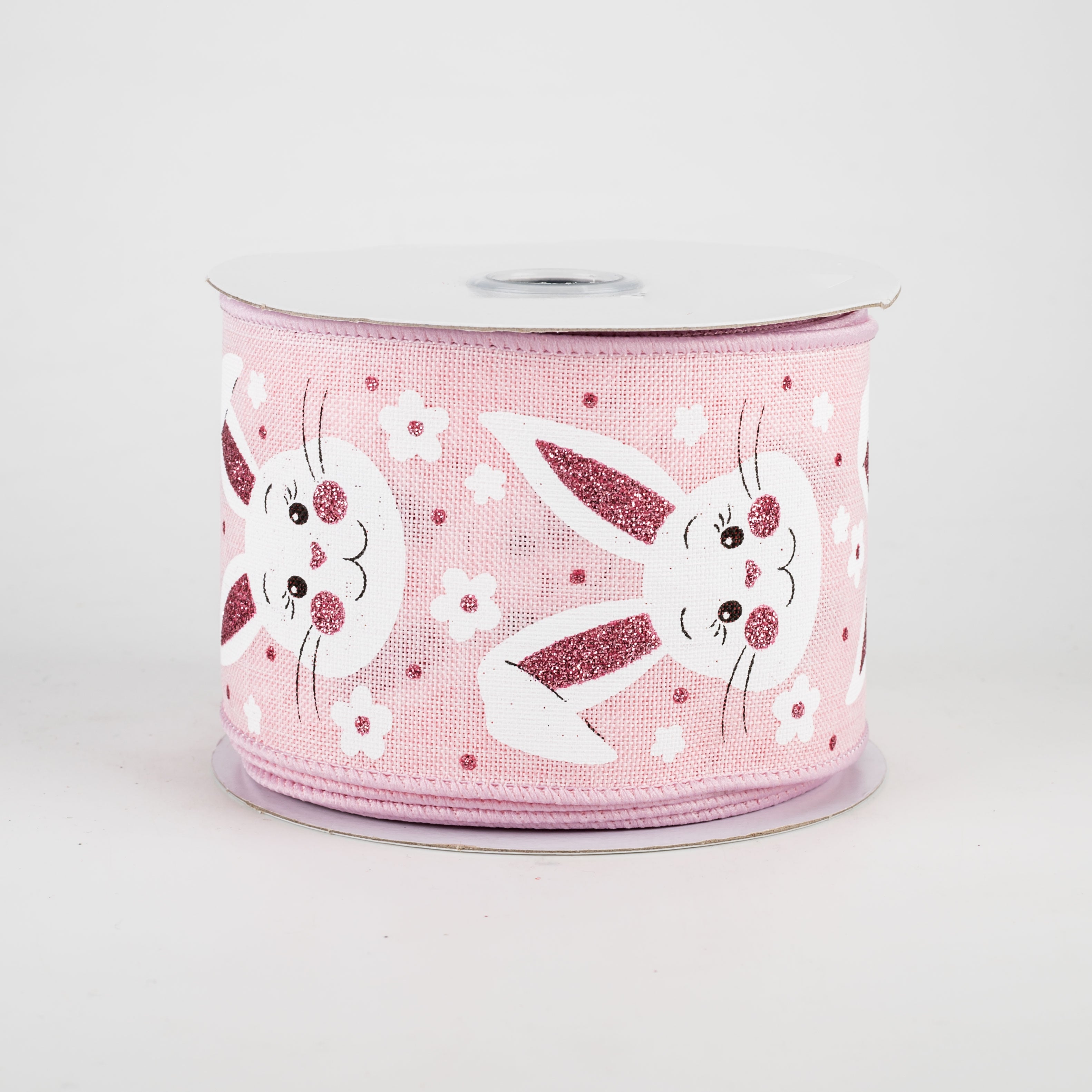 2.5" Bunny Faces Ribbon: Pale Pink (10 Yards)