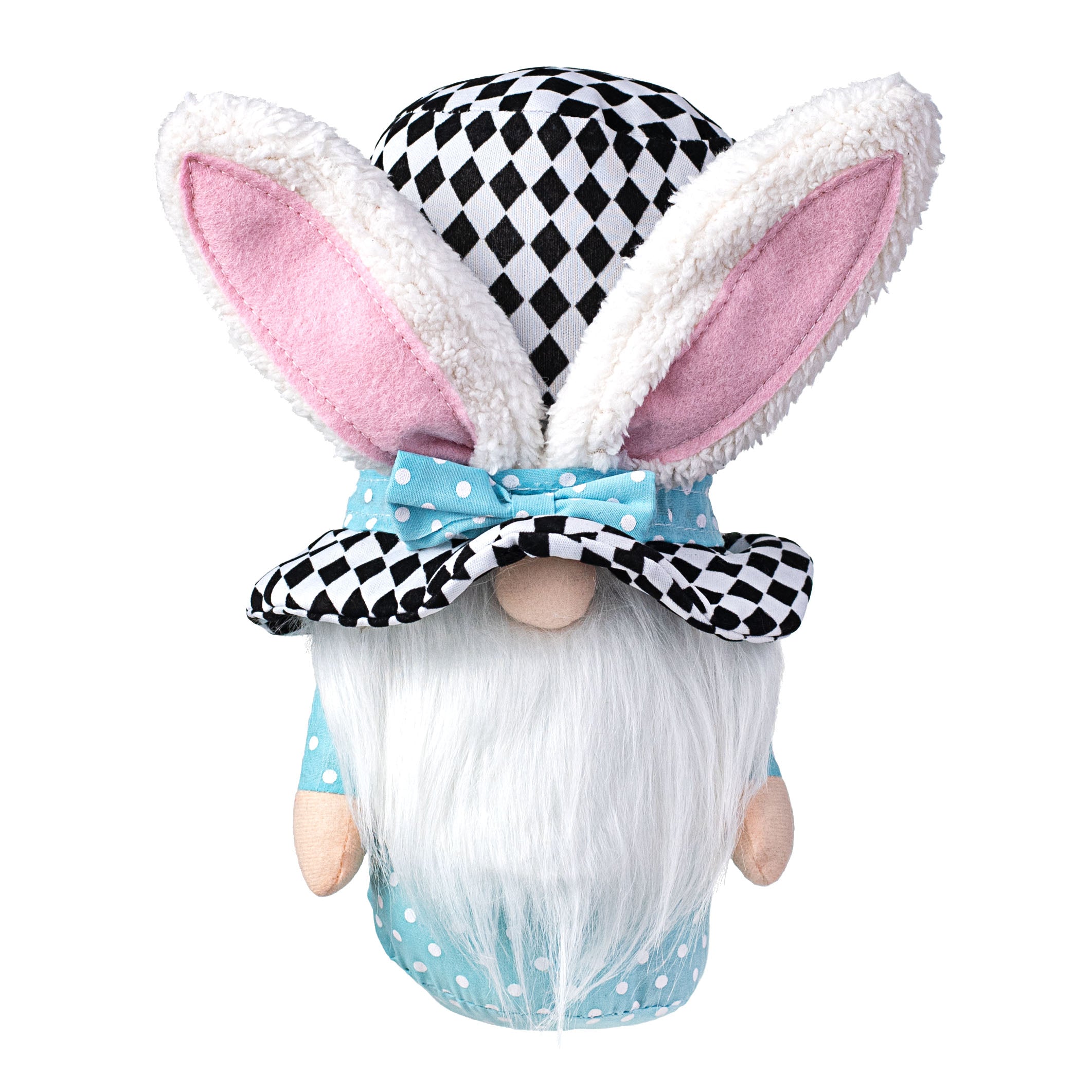 13" Bunny Harlequin Top Hat Gnome: Light Blue Item Number: 62841BL