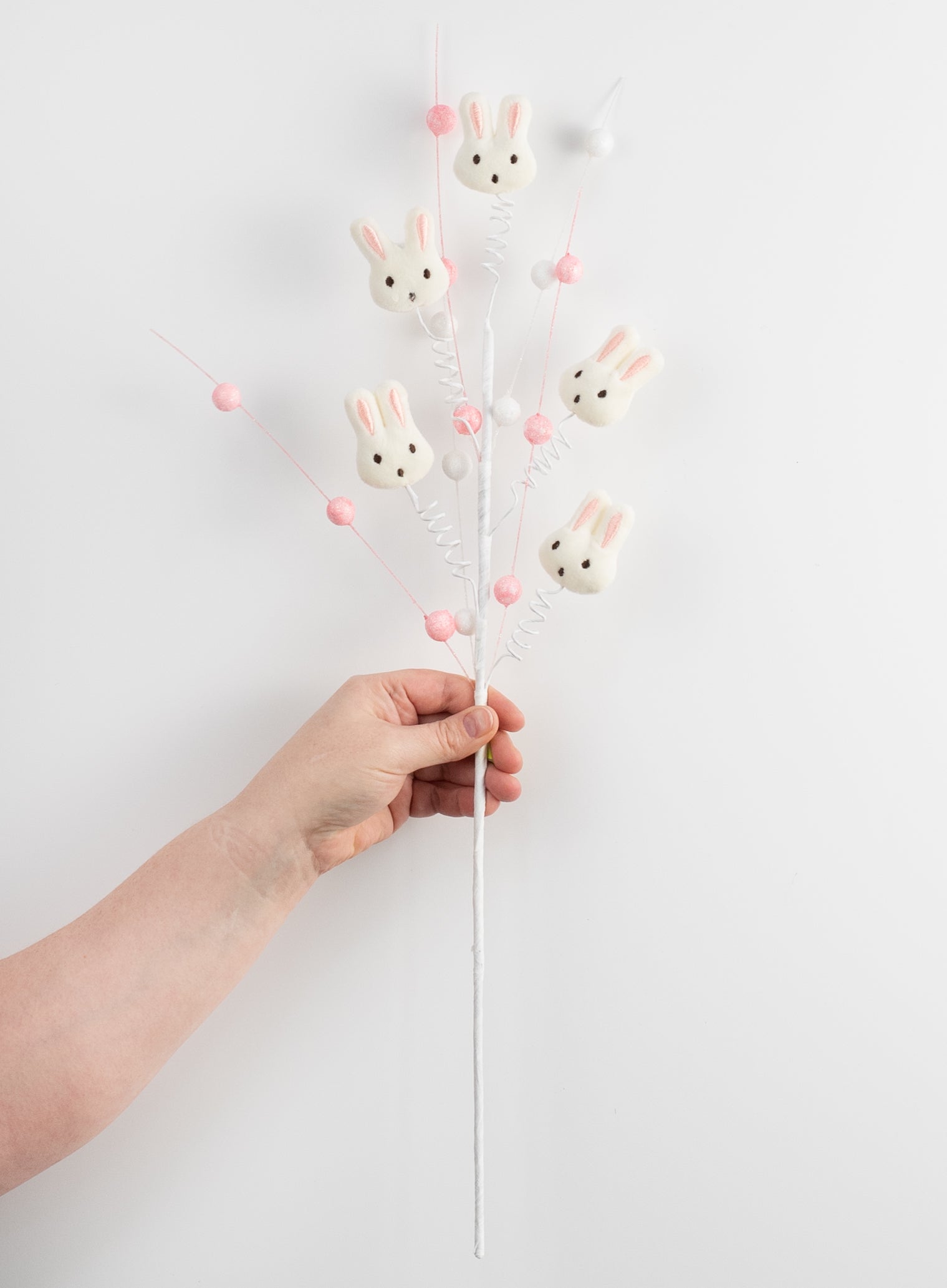 24" Bunny Heads Spray: Pink & White detail photo 3
