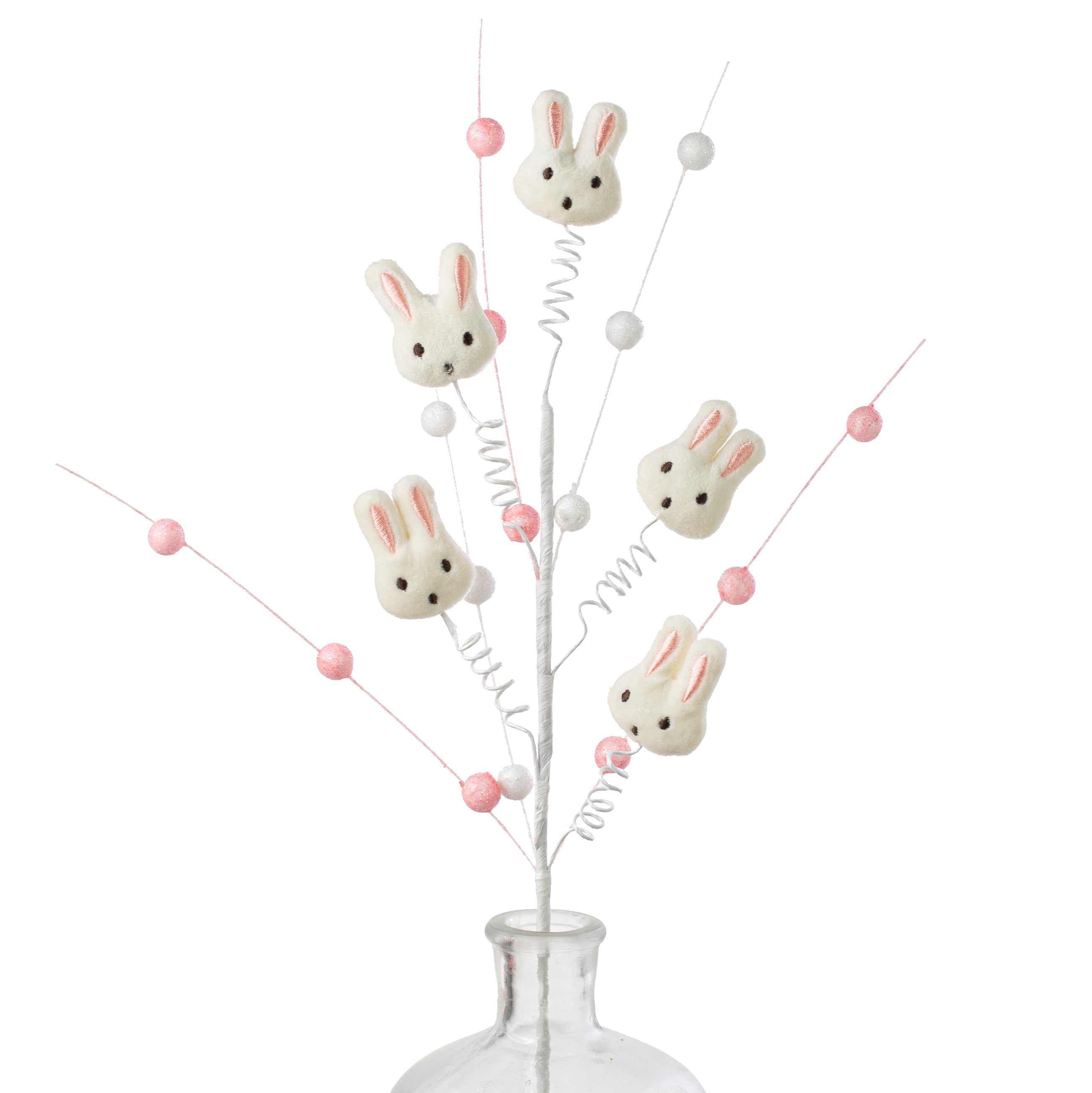 24" Bunny Heads Spray: Pink & White Item Number: 63430WT
