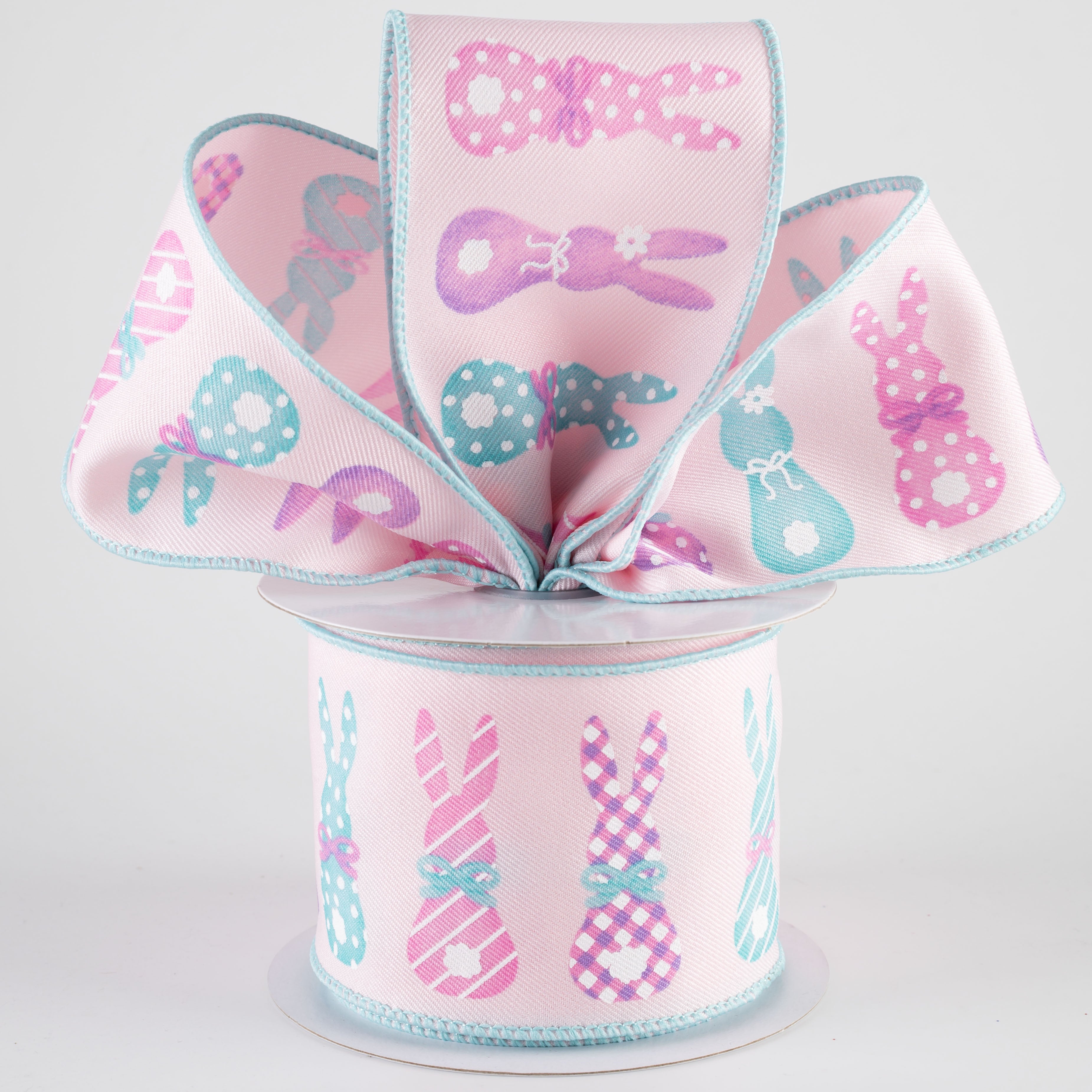 2.5" Bunny Silhouettes Ribbon: Pale Pink (10 Yards) Lifestyle Photo