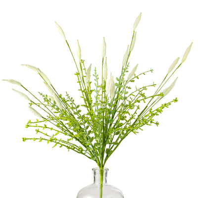 24" Bunny Tail & Leaves Bush: Cream Item Number: 63841-CR