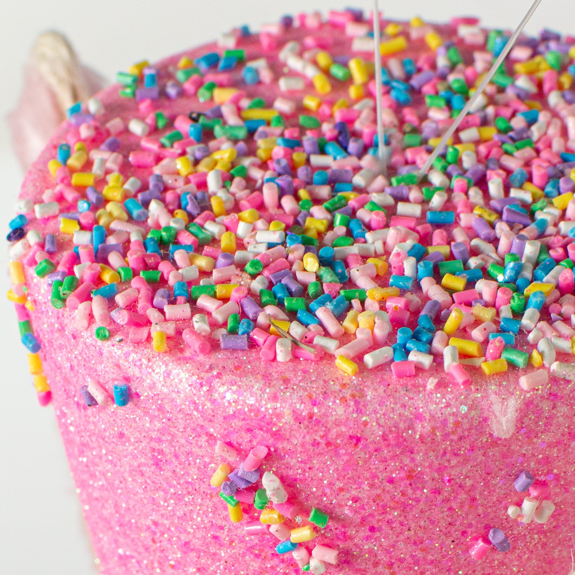 5.5" Bunny Top Hat Ornament: Pink Dipped Sprinkles detail photo 3