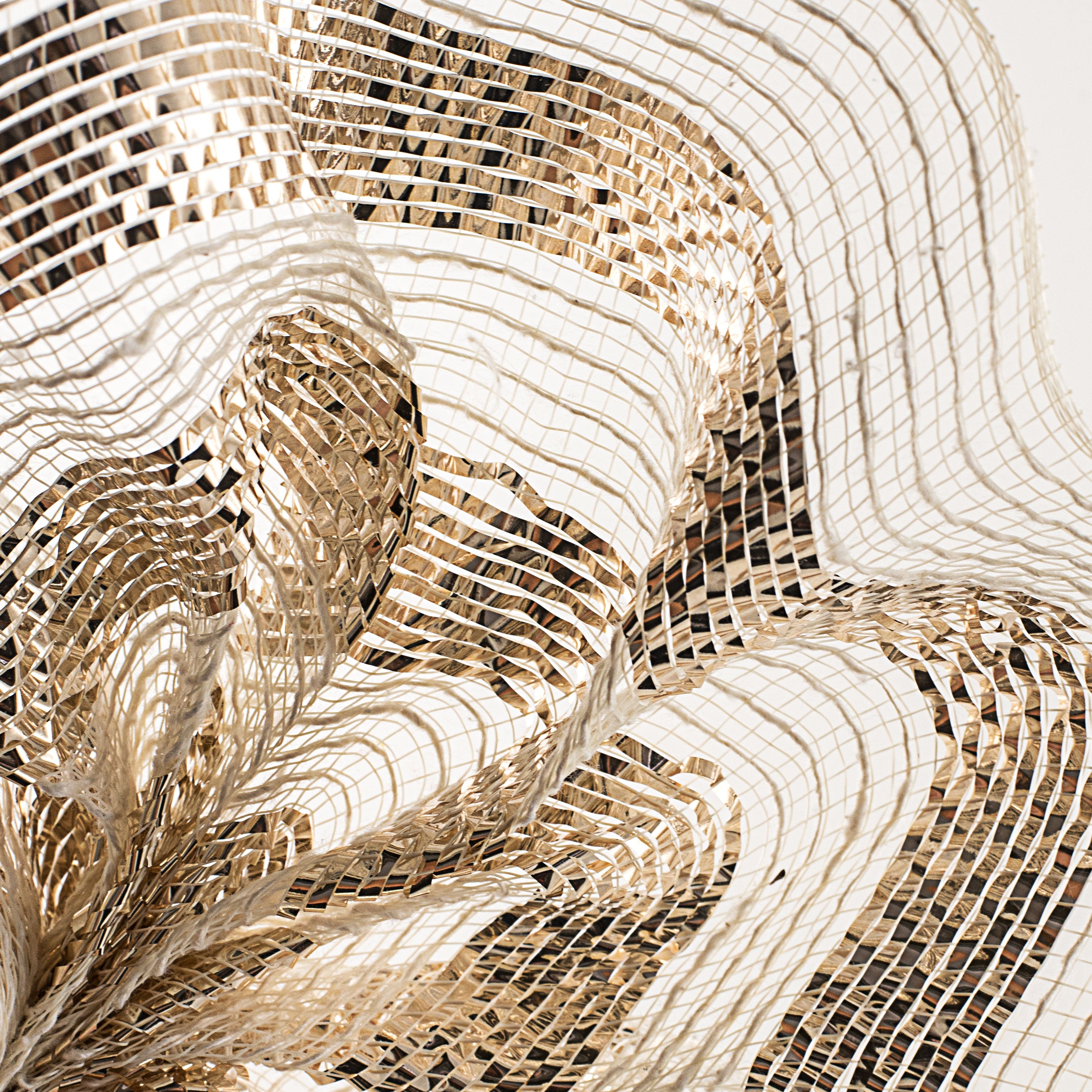 10" Burlap Deco Mesh: Cotton & Metallic Champagne Stripe Lifestyle Photo