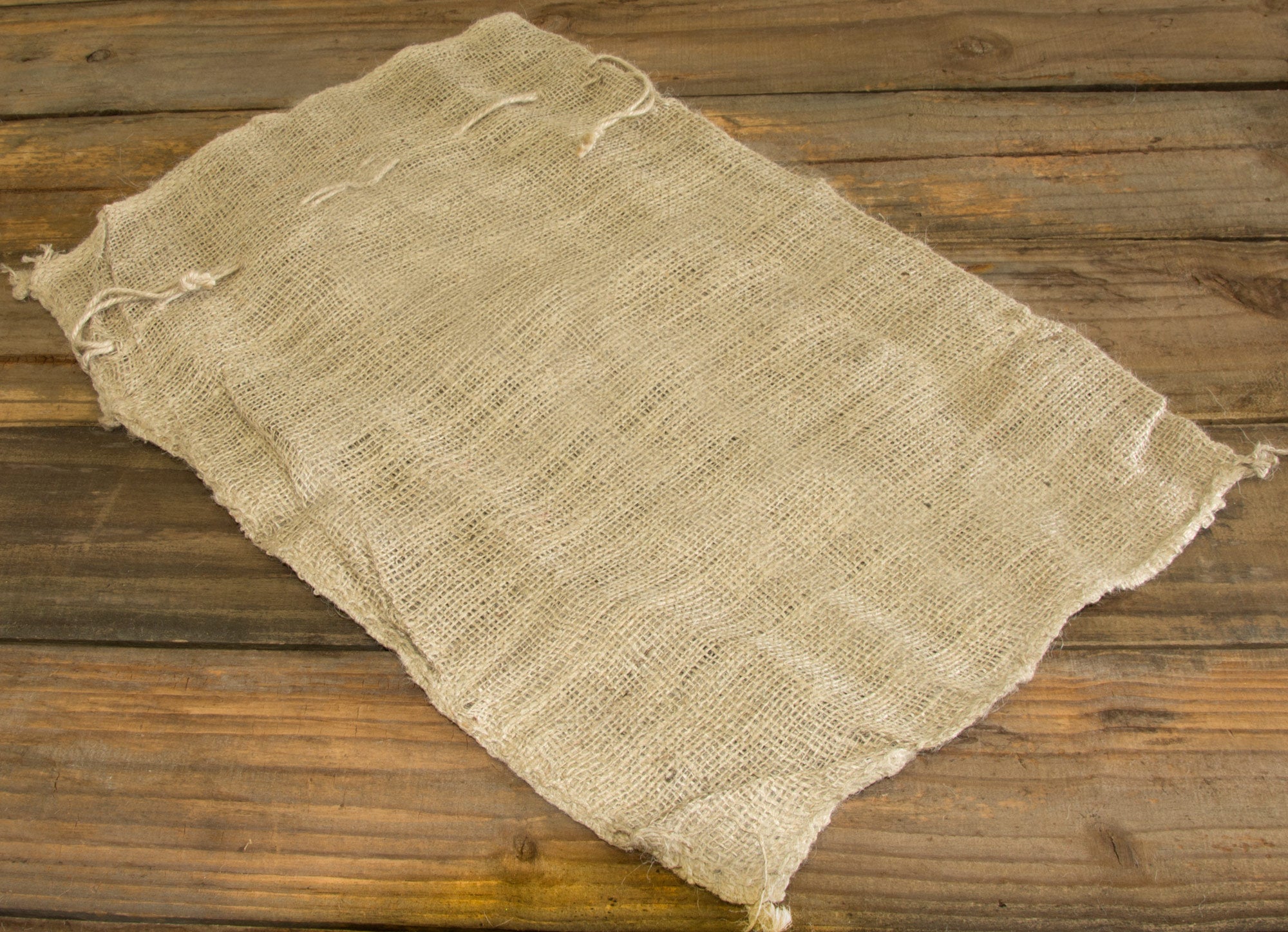 Burlap Drawstring Sack: Natural (16" x 14") Lifestyle Photo