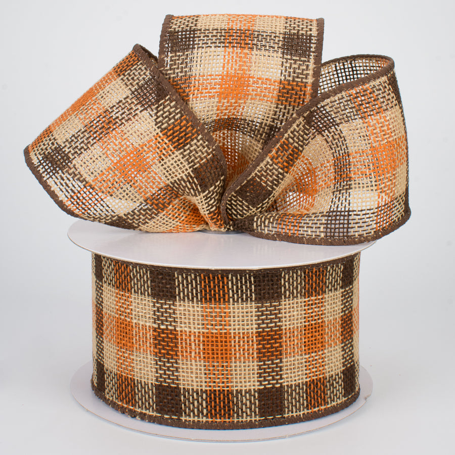 2.5" Burlap Fall Check Plaid Ribbon (10 Yards) Lifestyle Photo