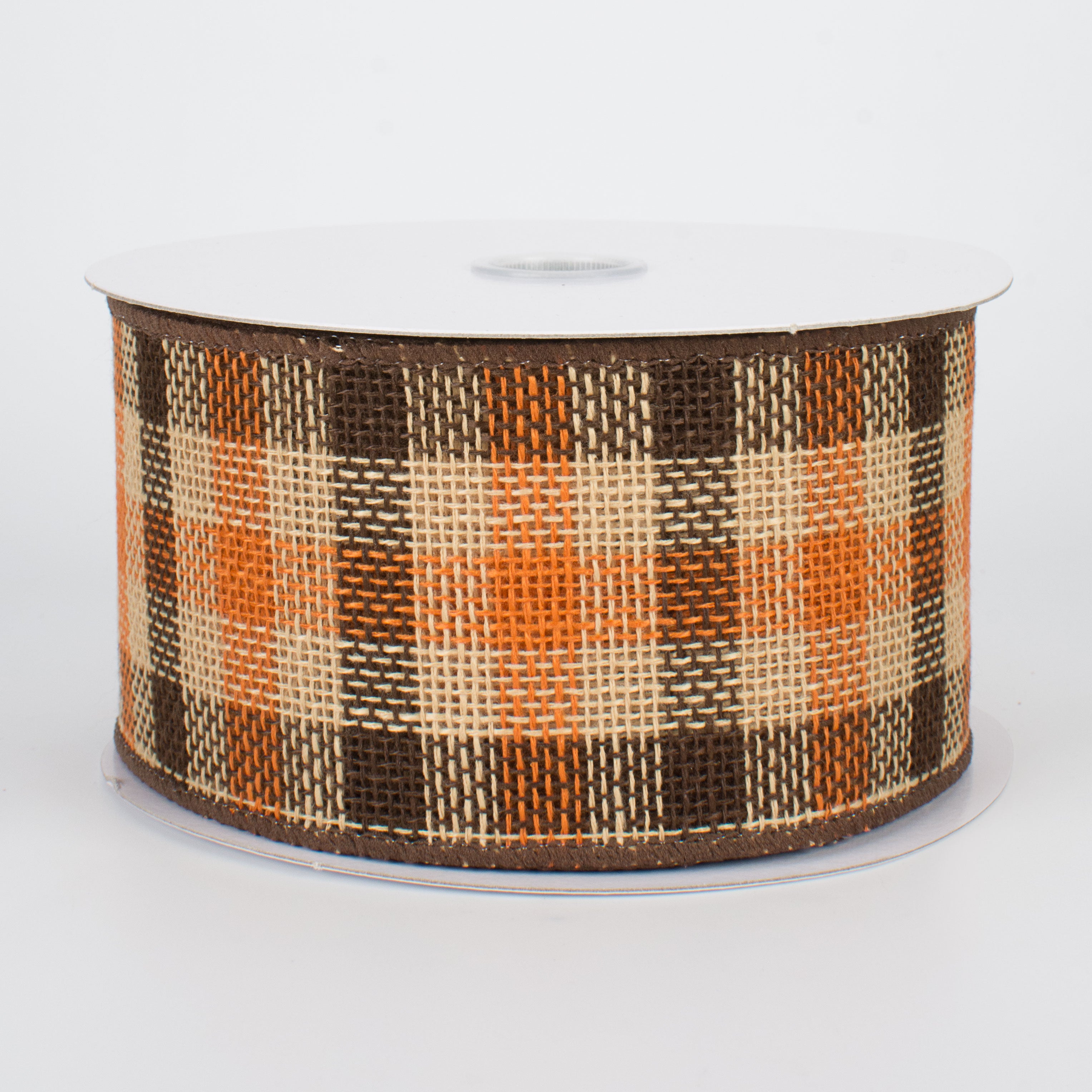 2.5" Burlap Fall Check Plaid Ribbon (10 Yards)