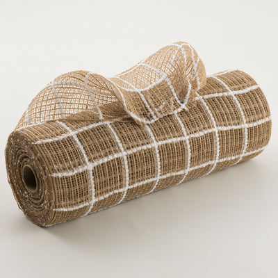 10" Burlap Fuzzy Grid Mesh: Natural & White Item Number: 4710631776224