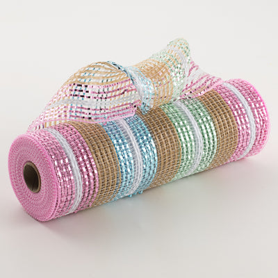 10" Burlap Mesh: Wide Metallic Easter Stripes Item Number: 4710631776064