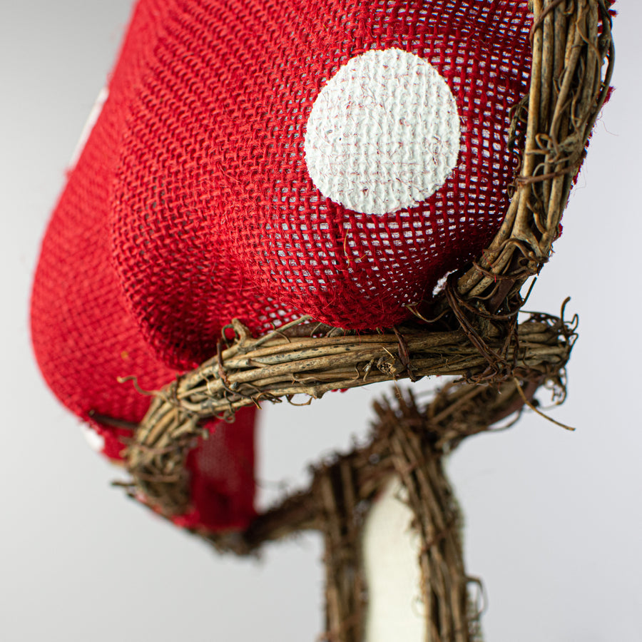 19" Burlap Mushroom Twig Form detail photo 3