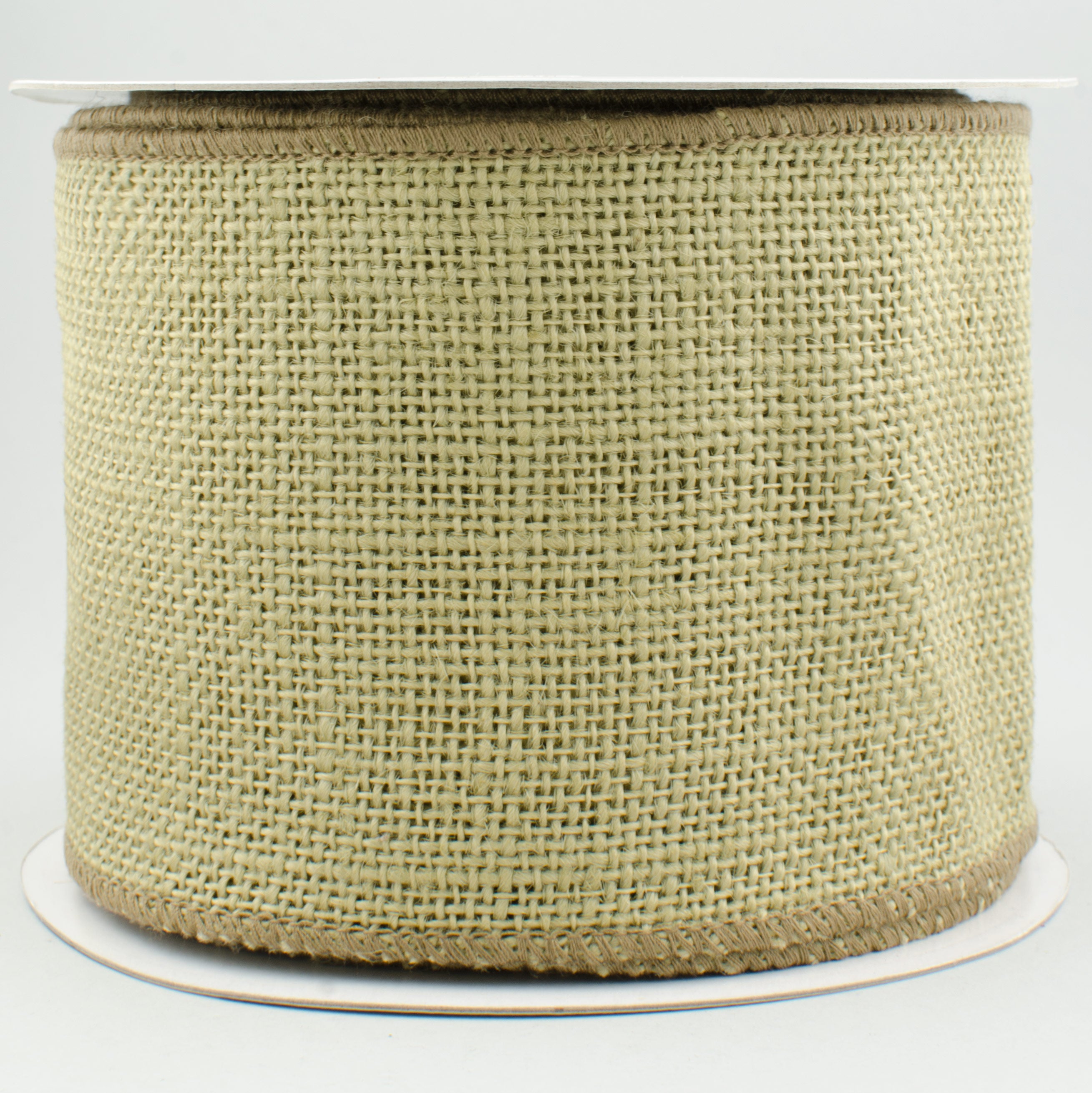 4" Burlap Ribbon Wired Edge: Khaki Green (10 Yards)