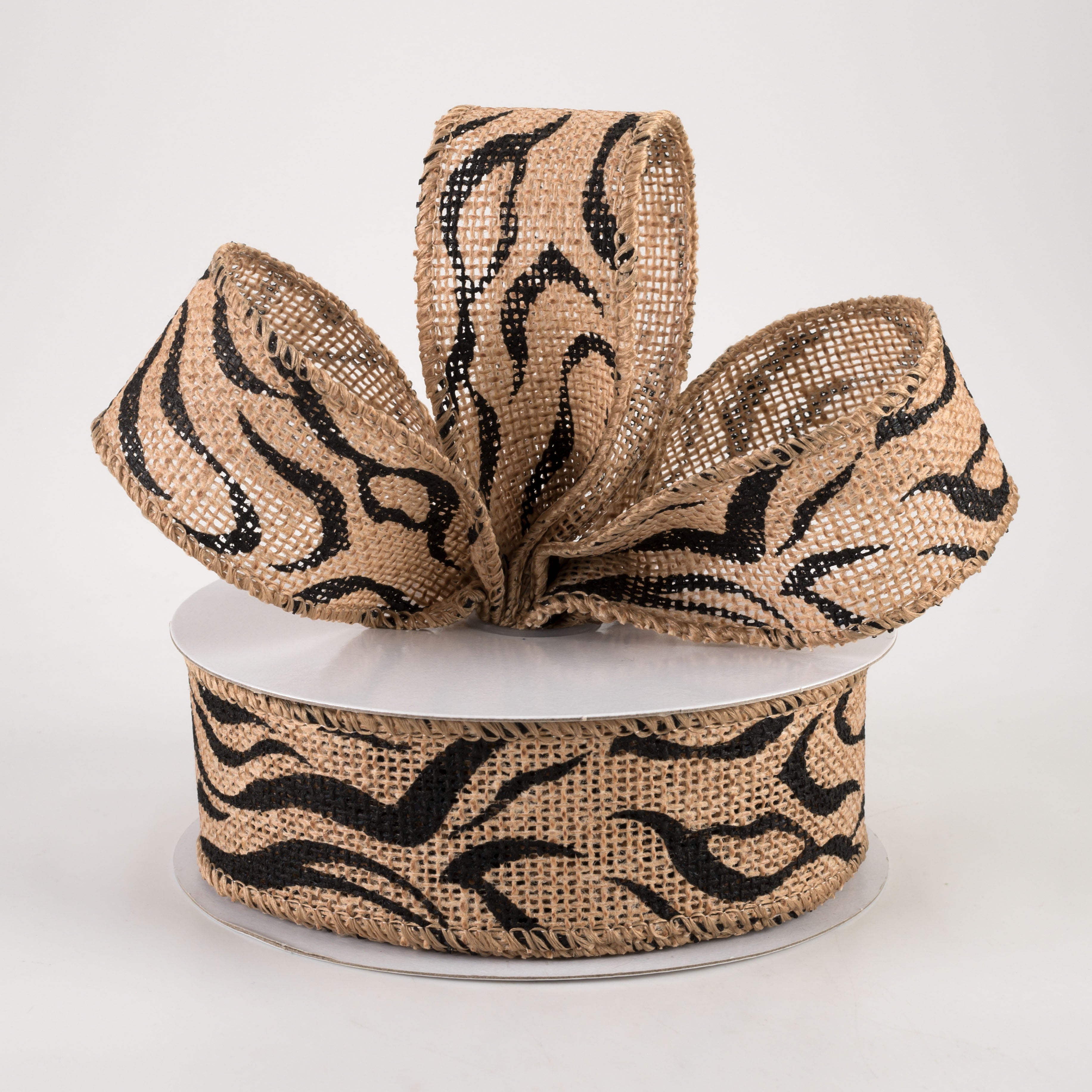 1.5" Burlap Zebra Stripes Ribbon: Natural (10 Yards) Lifestyle Photo