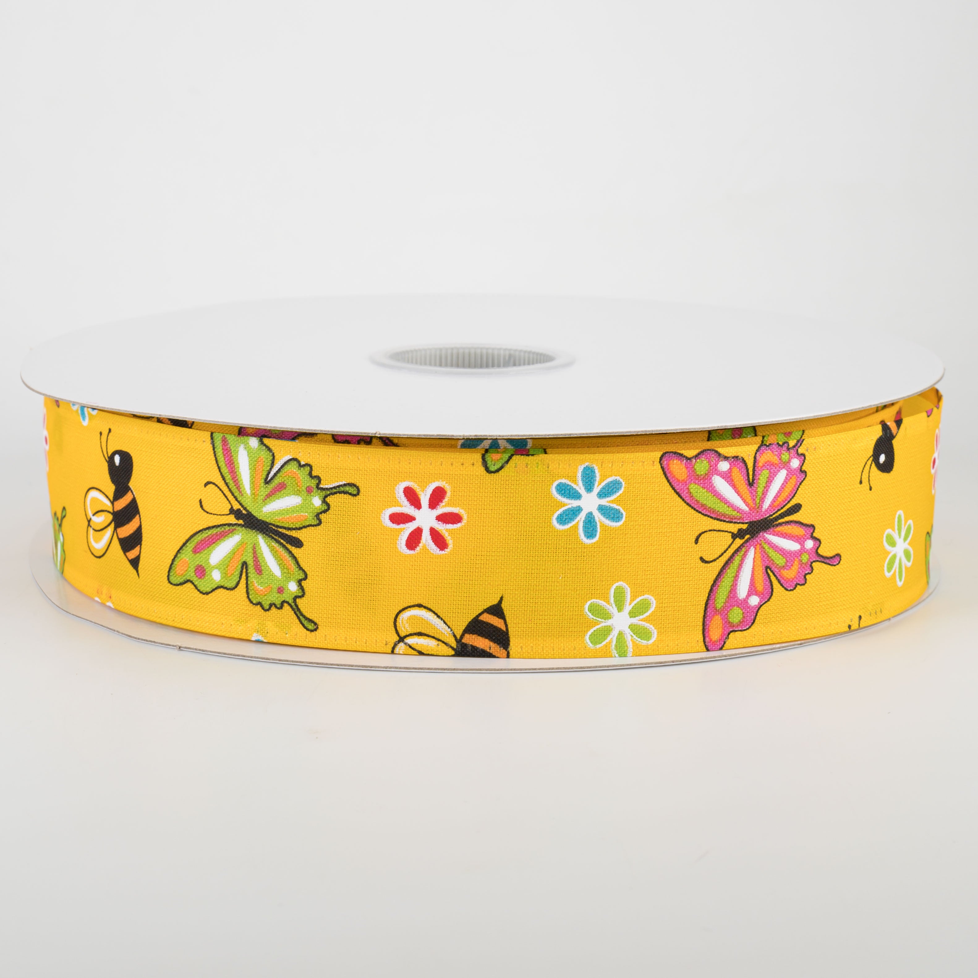 1.5" Butterflies & Bees Ribbon: Daffodil Yellow (50 Yards) Item Number: 845-09-149