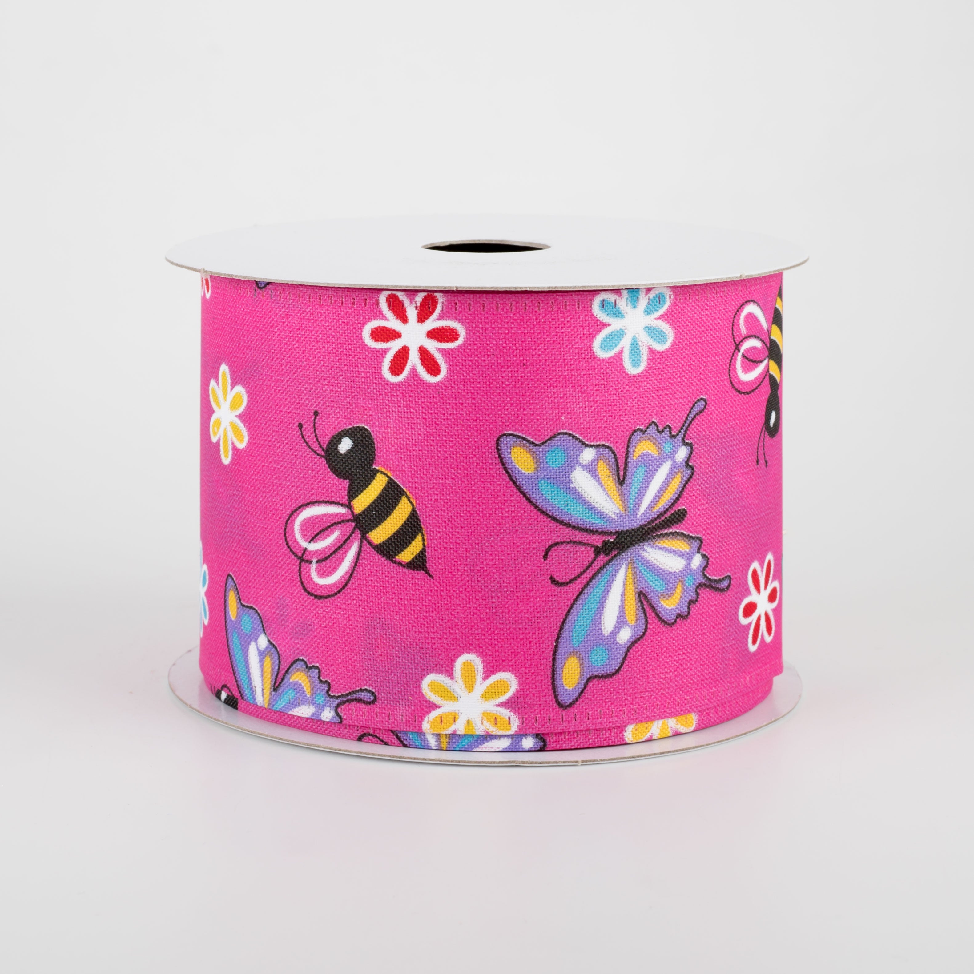 2.5" Butterflies & Bees Ribbon: Fuchsia (10 Yards) Item Number: 45104-40-28