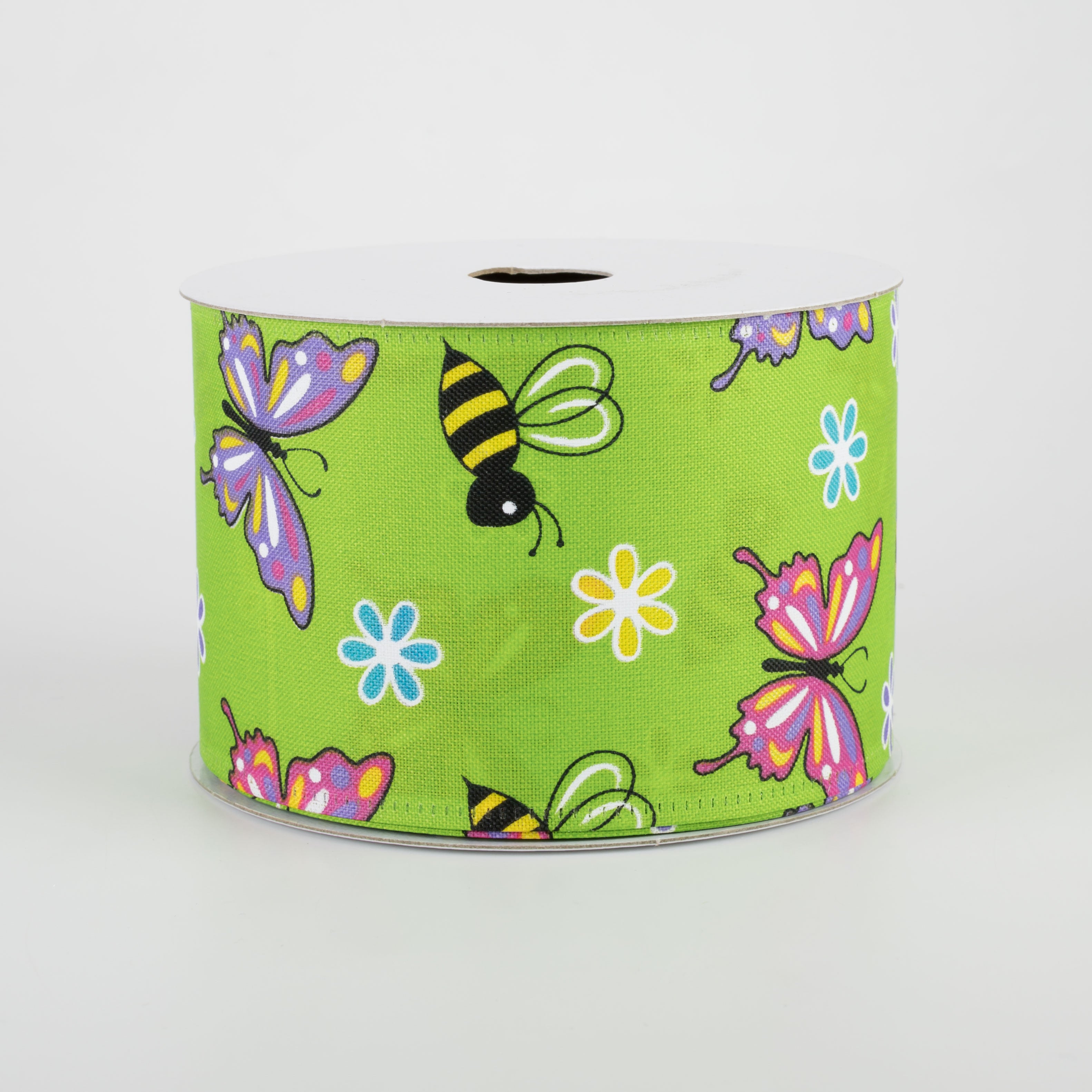 2.5" Butterflies & Bees Ribbon: Lime (10 Yards) Item Number: 45104-40-29