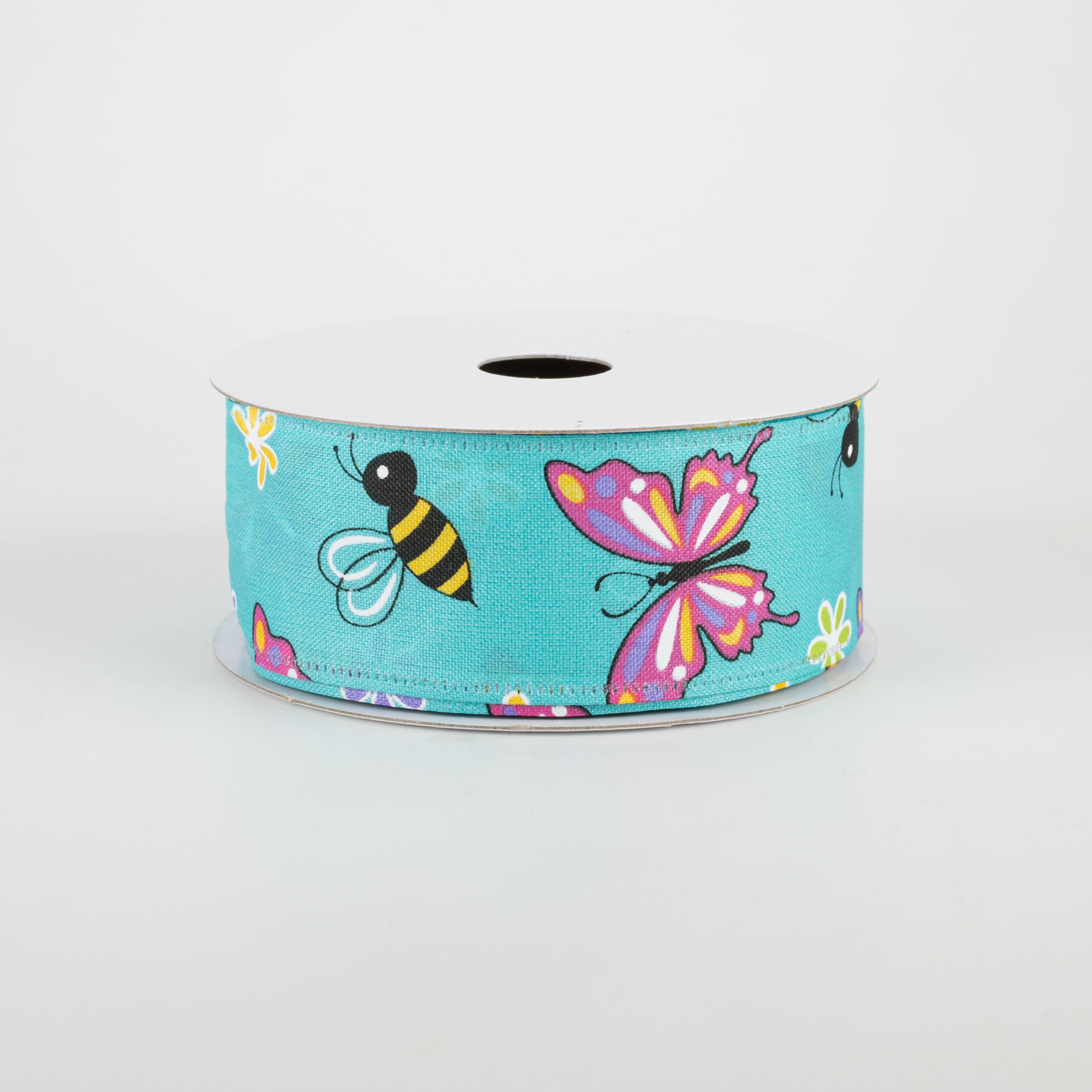 1.5" Butterflies & Bees Ribbon: Teal (10 Yards)