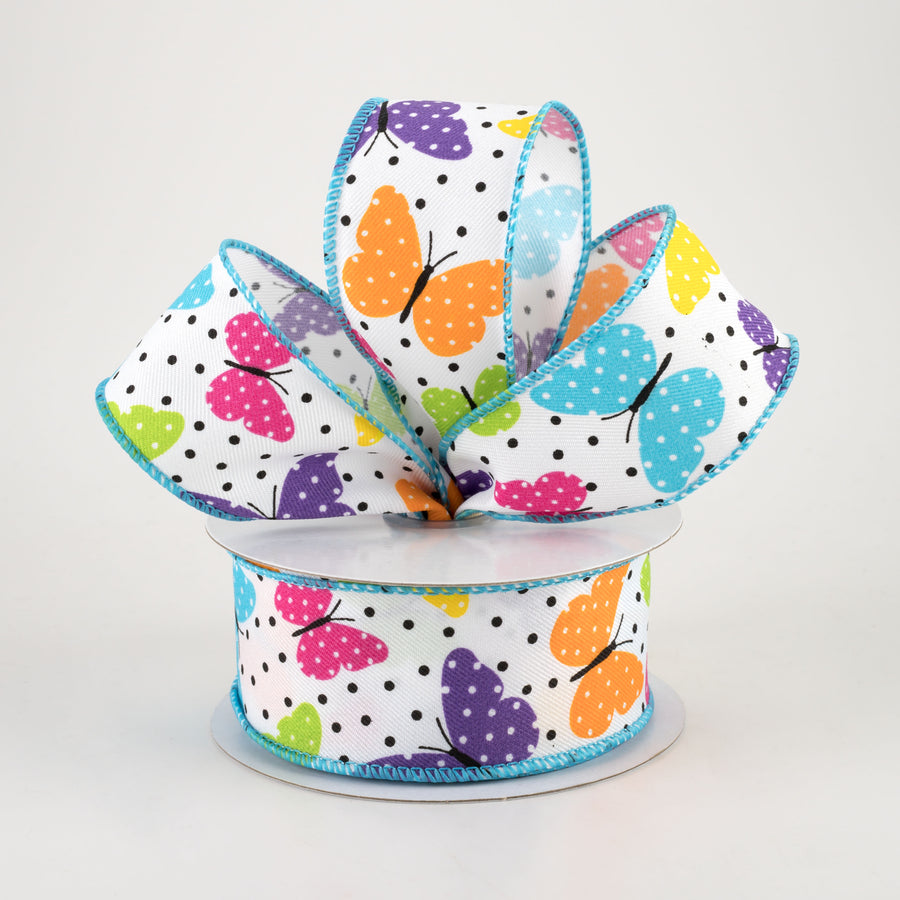1.5" Butterflies & Dots Ribbon: Bright Multi (10 Yards) Lifestyle Photo